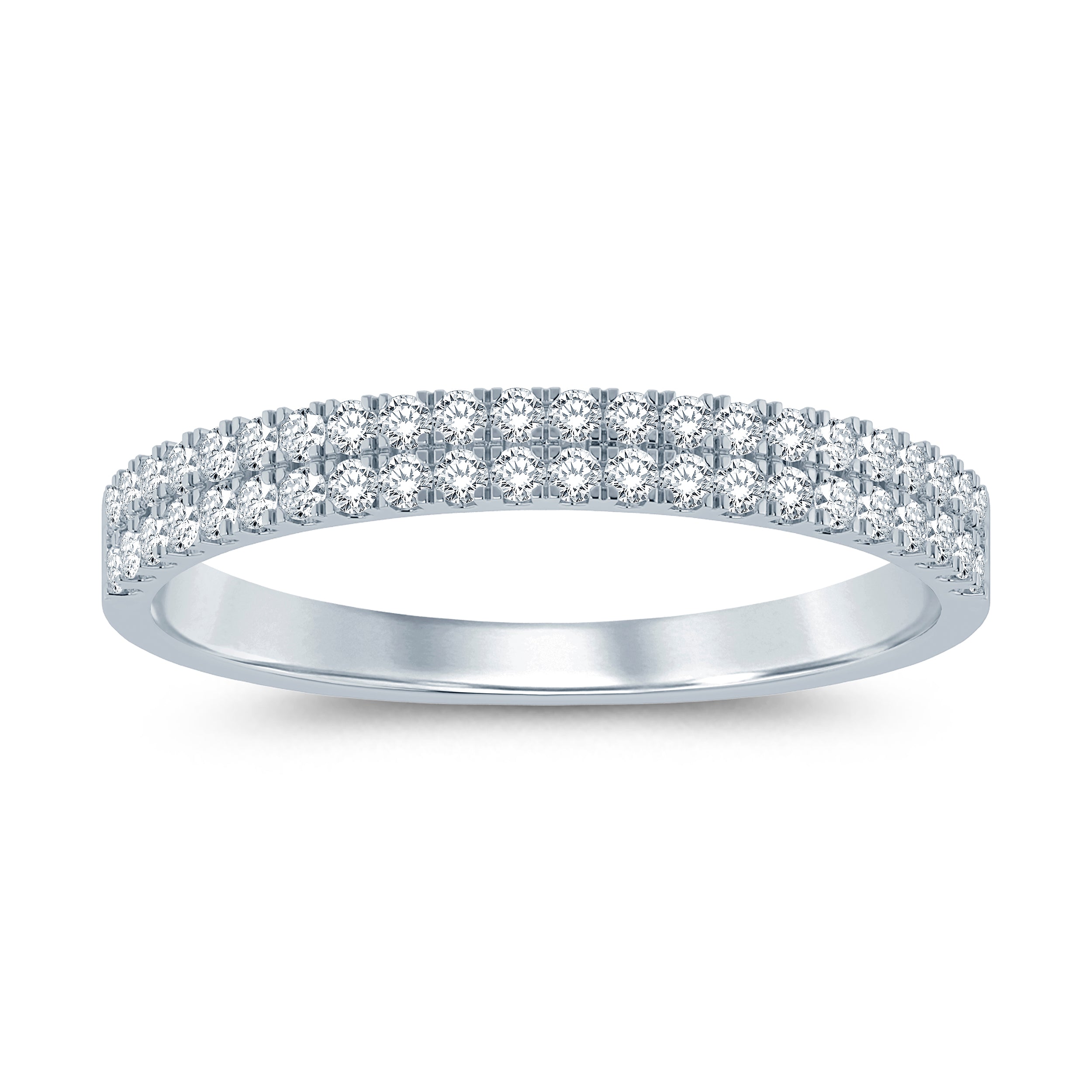 14K White Gold 0.25CTW. Diamond Two-Row Band on white background