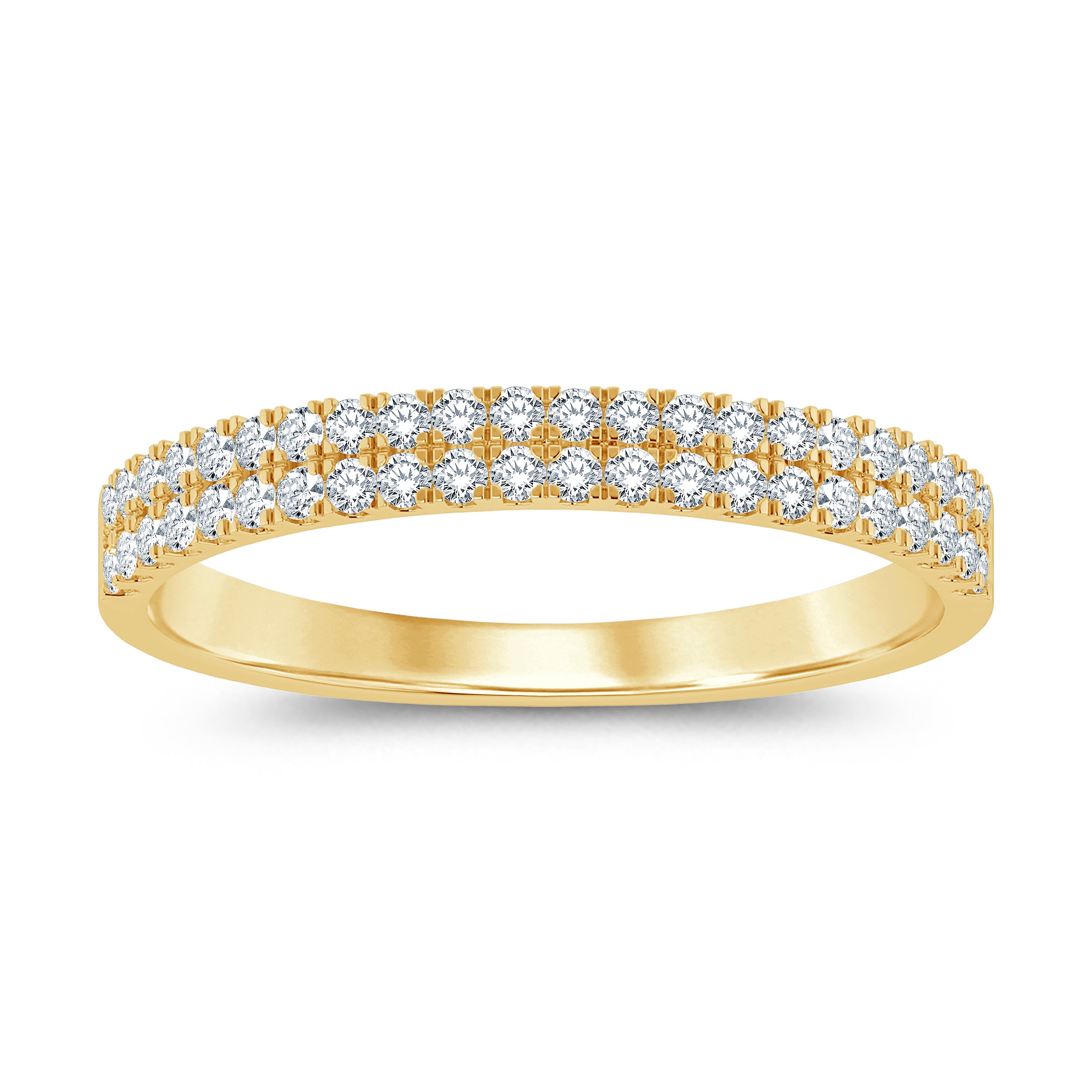 14K Yellow Gold 0.25CTW. Diamond Two-Row Band on white background