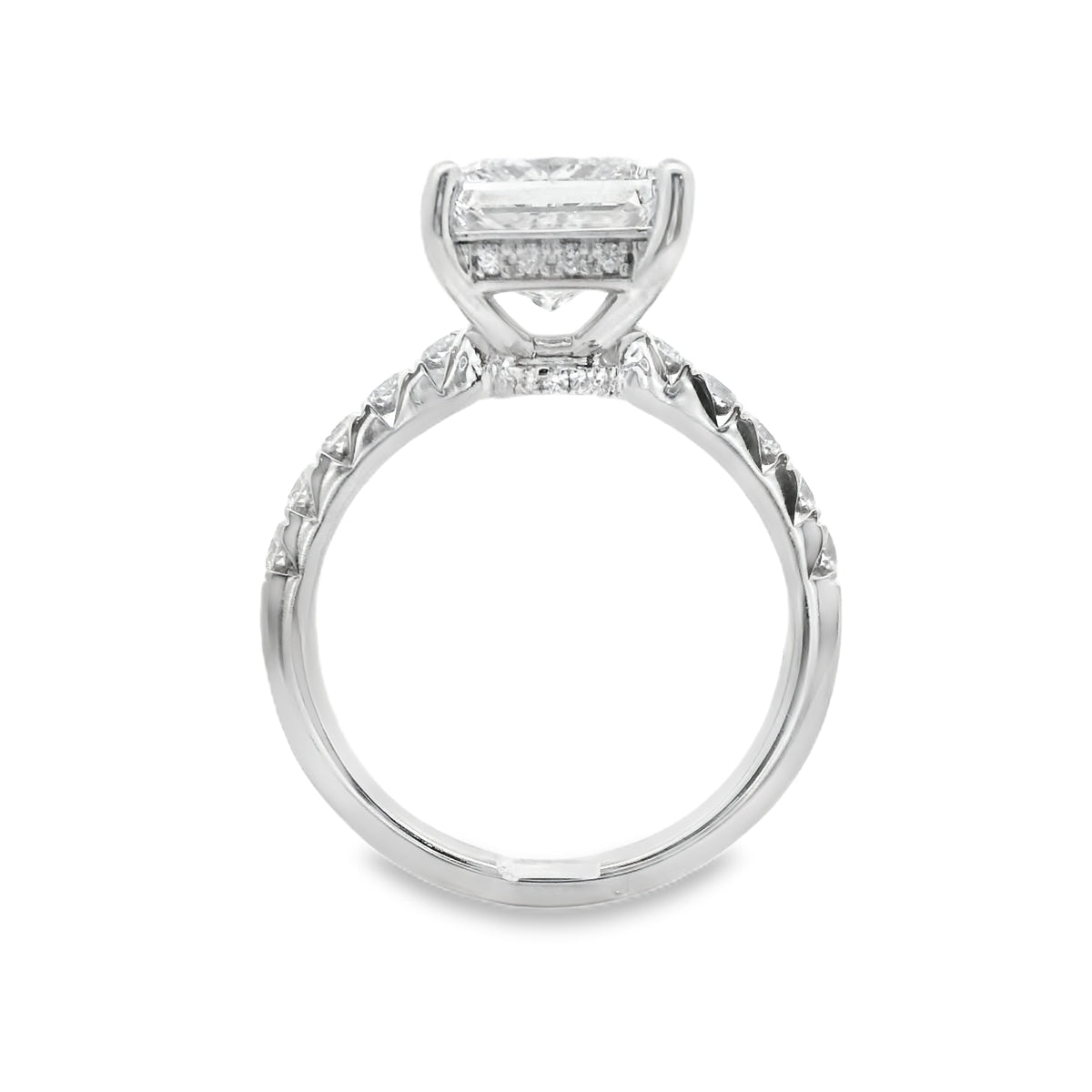 The "Lyra" — 14K White Gold 3.55CTW. Certified Princess-Cut Lab-Grown Diamond & Natural Diamond Accented Engagement Ring