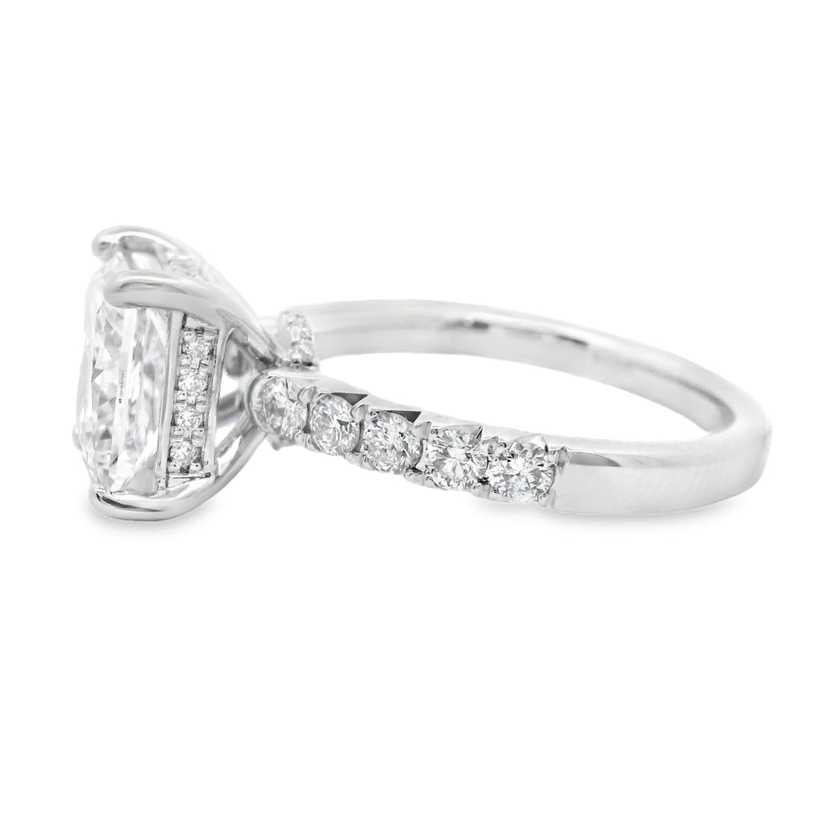 The "Lyra" — 14K White Gold 3.55CTW. Certified Princess-Cut Lab-Grown Diamond & Natural Diamond Accented Engagement Ring