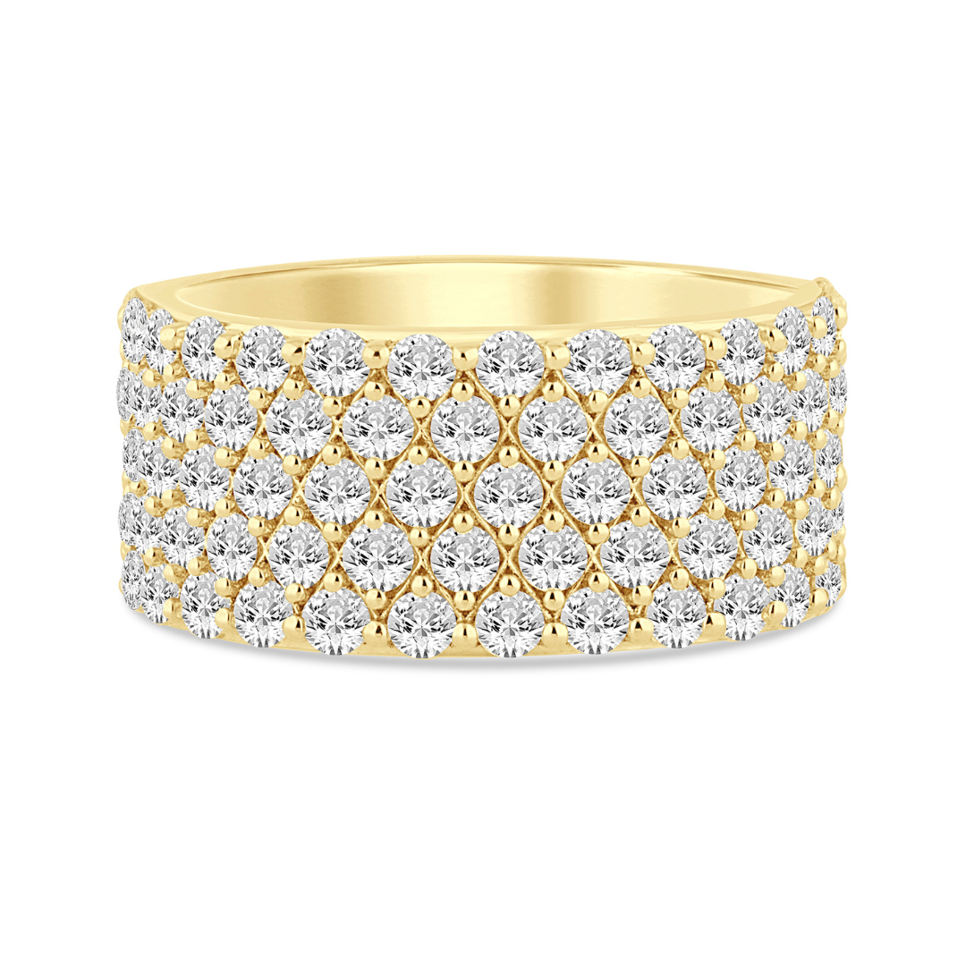 Front View of 14K Yellow Gold 2CTW. Lab-Grown Diamond Fashion Band on white background