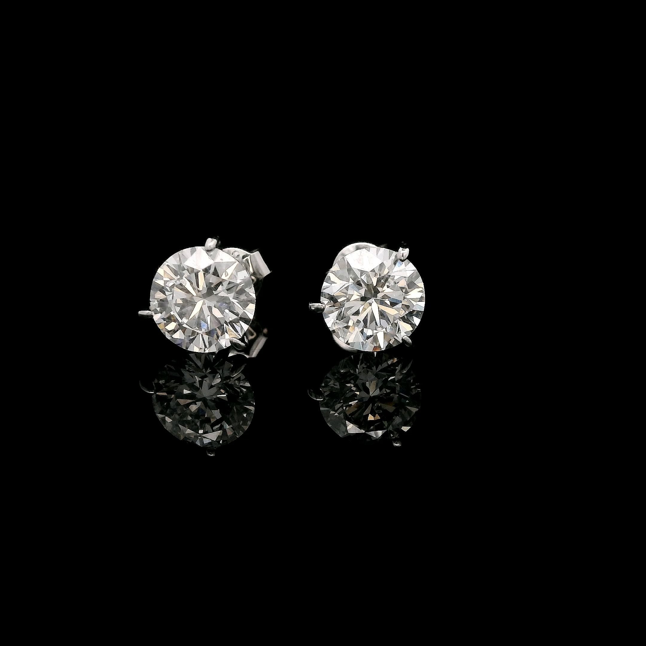 14K White Gold 2CT. Lab-Grown Diamond Stud Earrings
