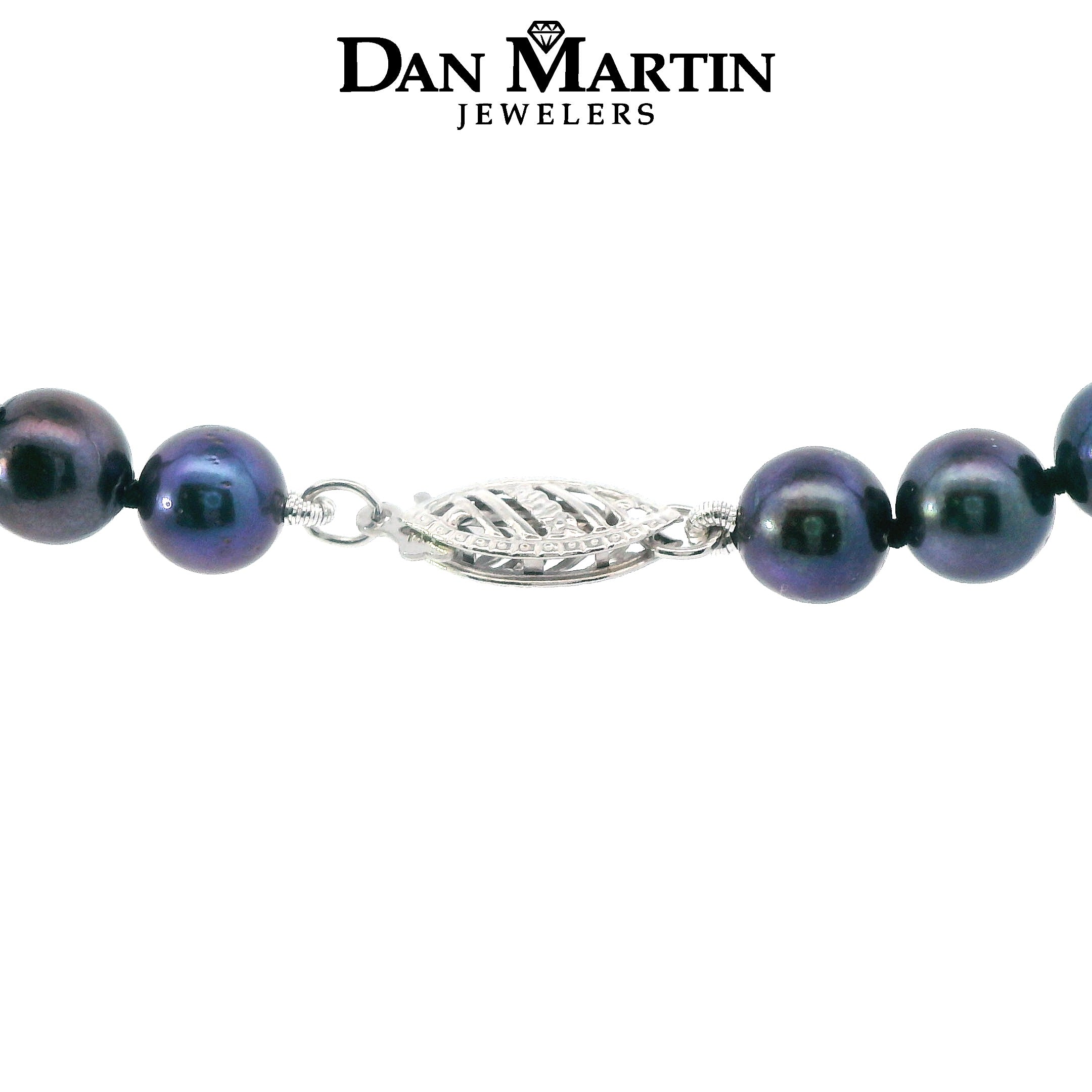 14k White Gold Black Pearl 18" Necklace