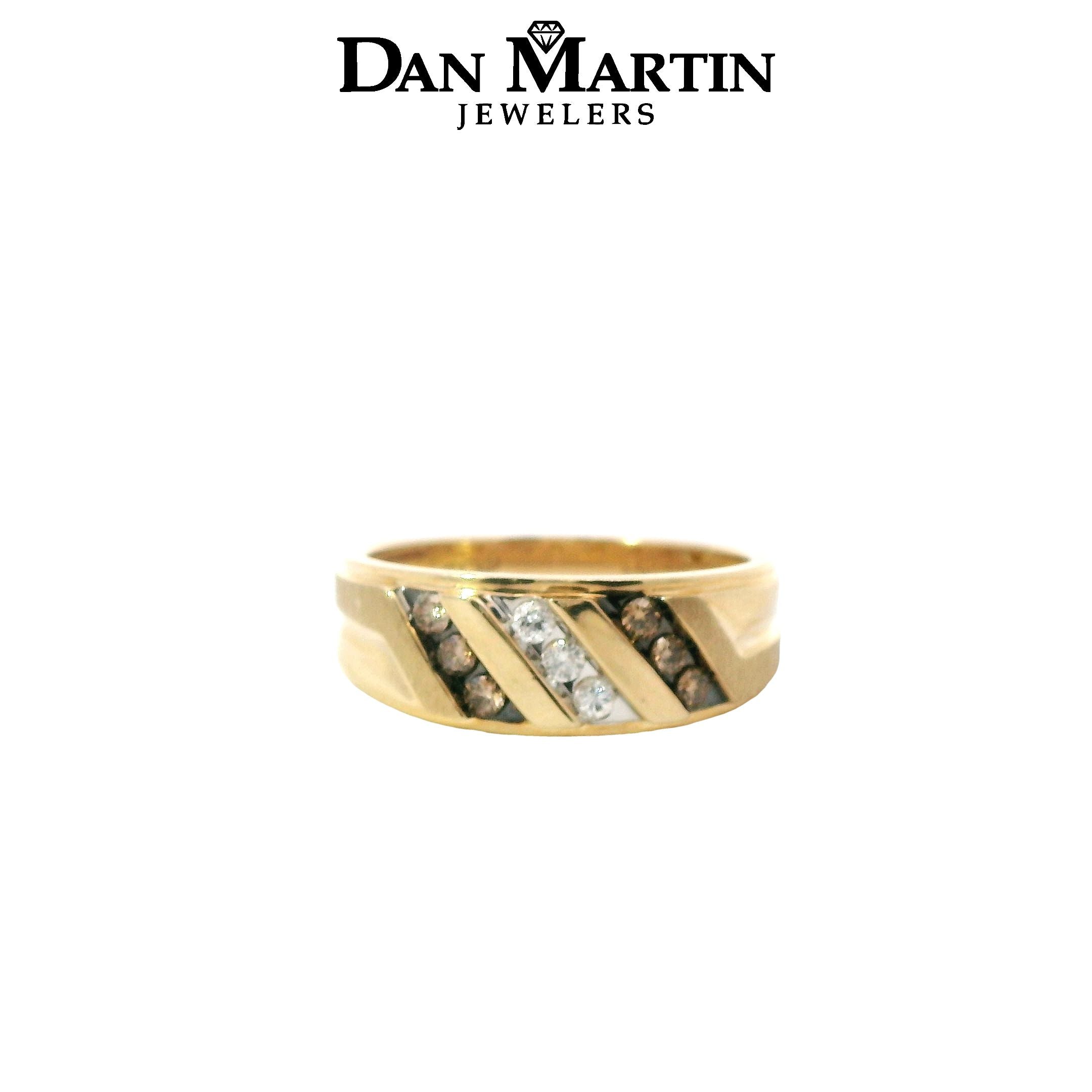 10K Yellow Gold 1/3CT. Men's White & Chocolate Diamond Wedding Band
