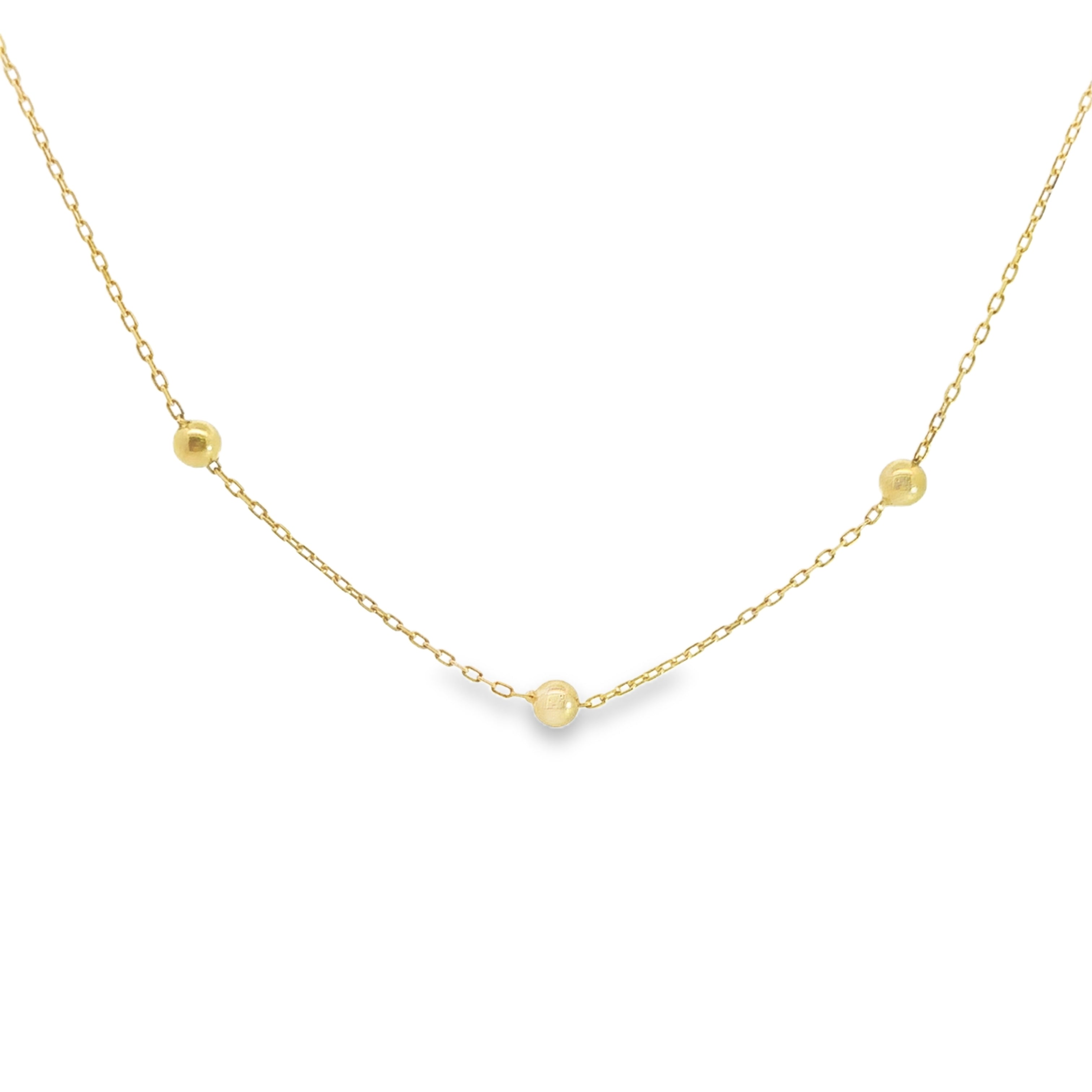 Estate Collection: 18K Yellow Gold 16" Three Bead Ball Necklace