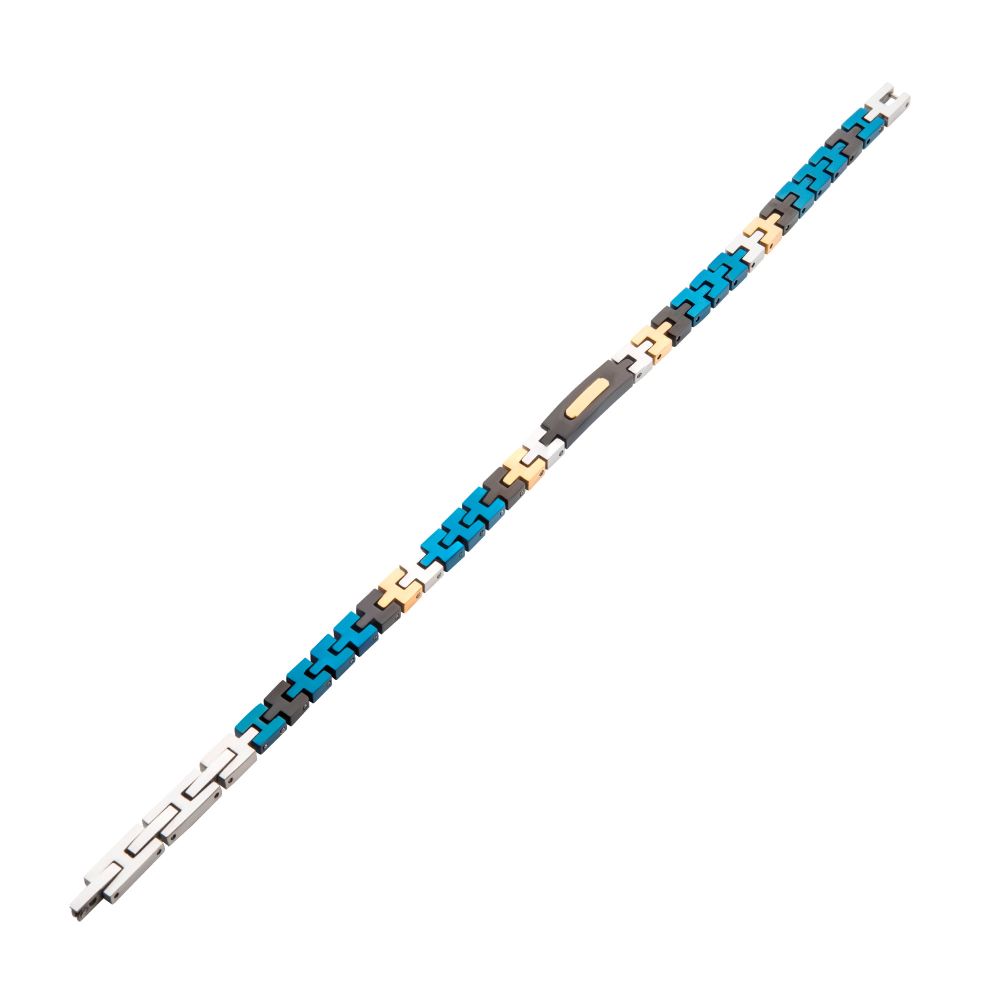 Stainless Steel Trim Cut Tricolor Bracelet