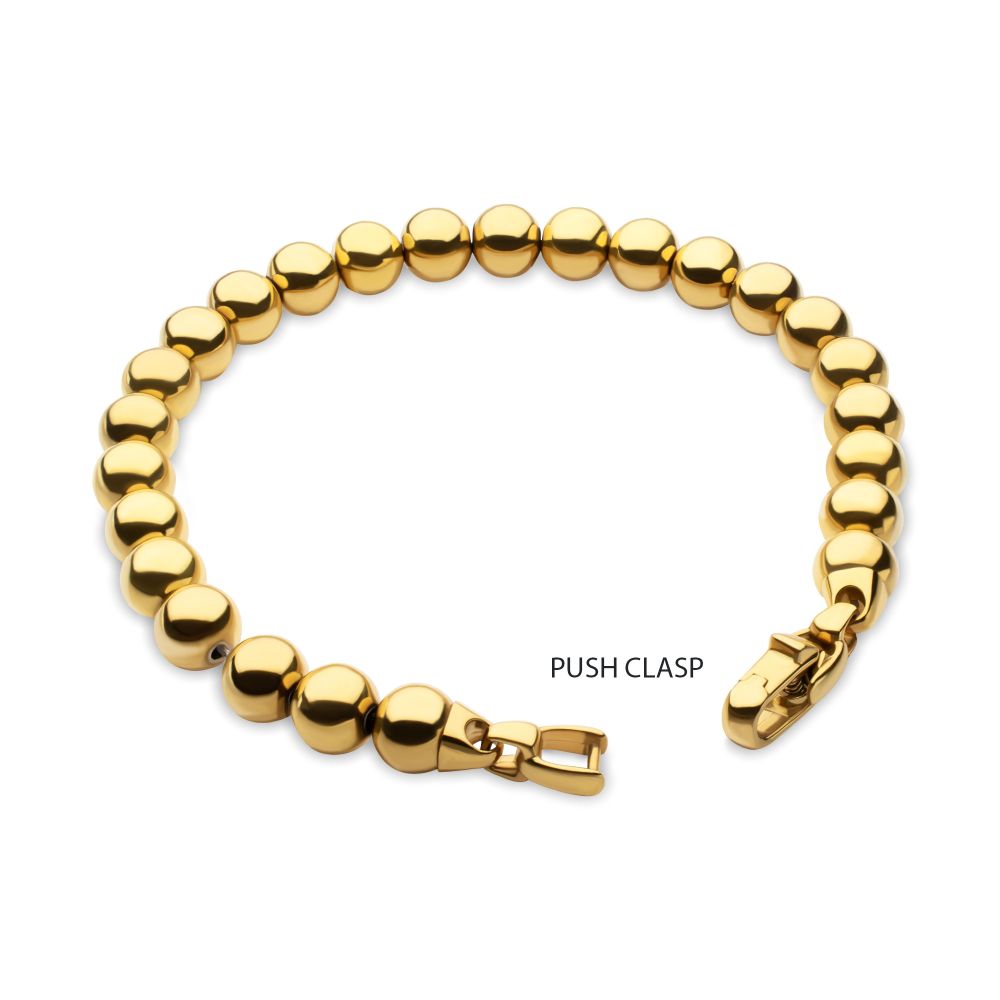 INOX IP-Gold-Plated Stainless Steel 8MM Bead Bracelet