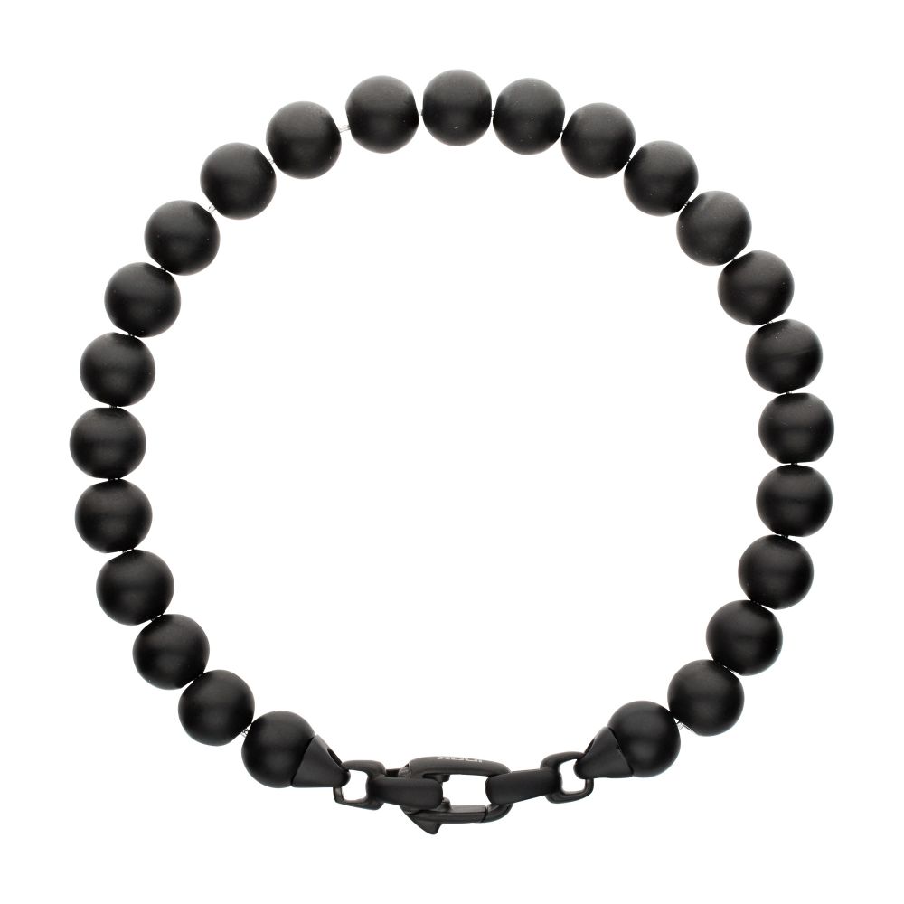 INOX Matte Black IP-Plated Stainless Steel 8MM Bead Bracelet