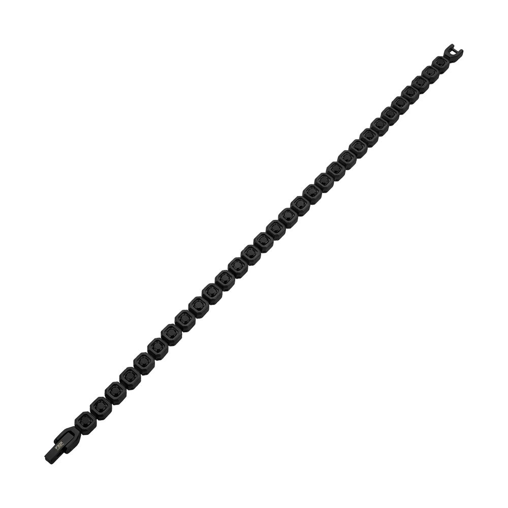 INOX Matte Black IP-Plated Stainless Steel Natural Black Spinel 6MM Octagon Link Golf Bracelet
