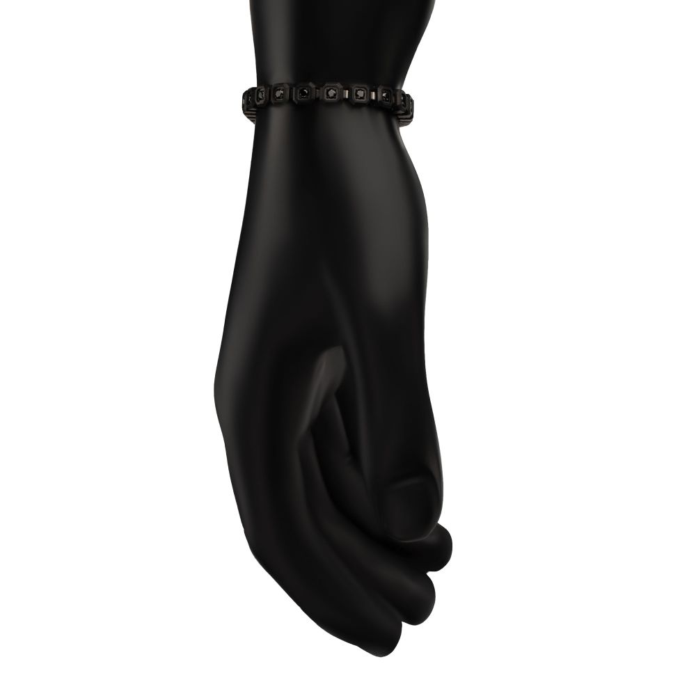 INOX Matte Black IP-Plated Stainless Steel Natural Black Spinel 6MM Octagon Link Golf Bracelet