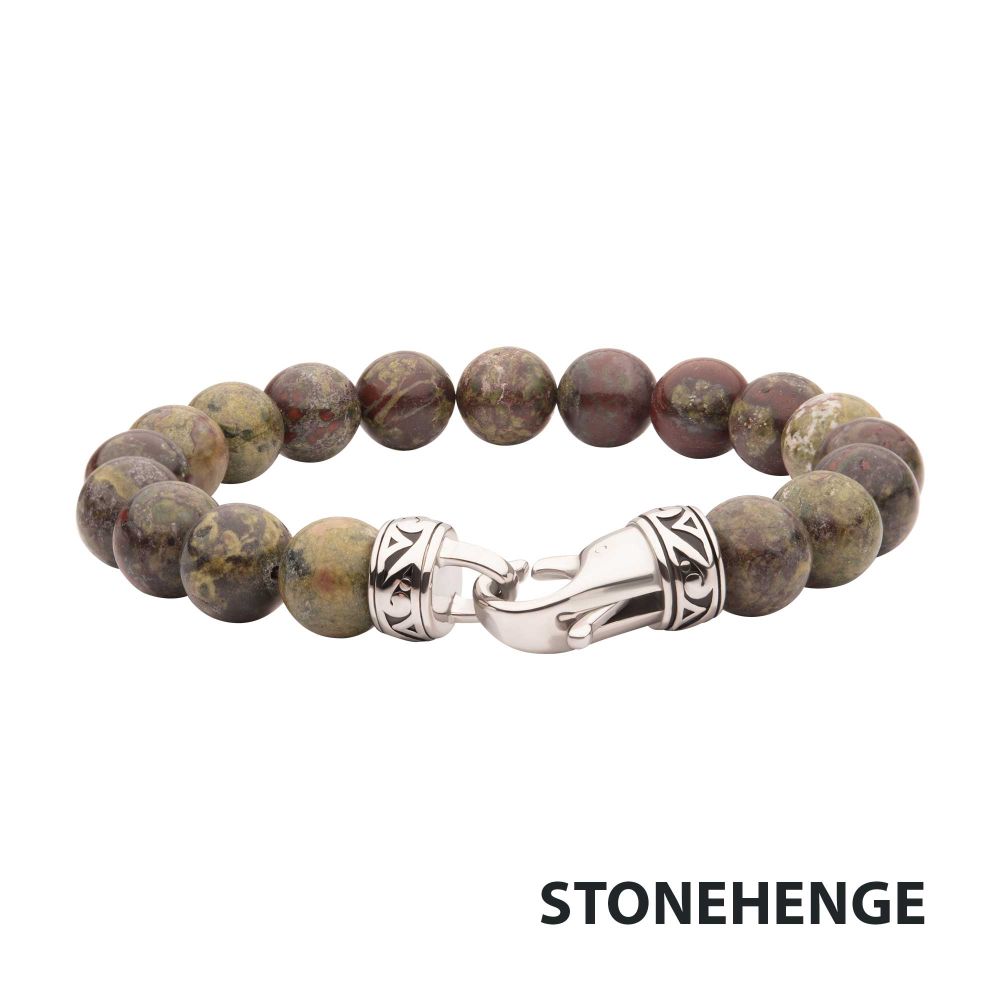 INOX 10mm Dragon Blood Jasper Stone Bead 8.5" Bracelet