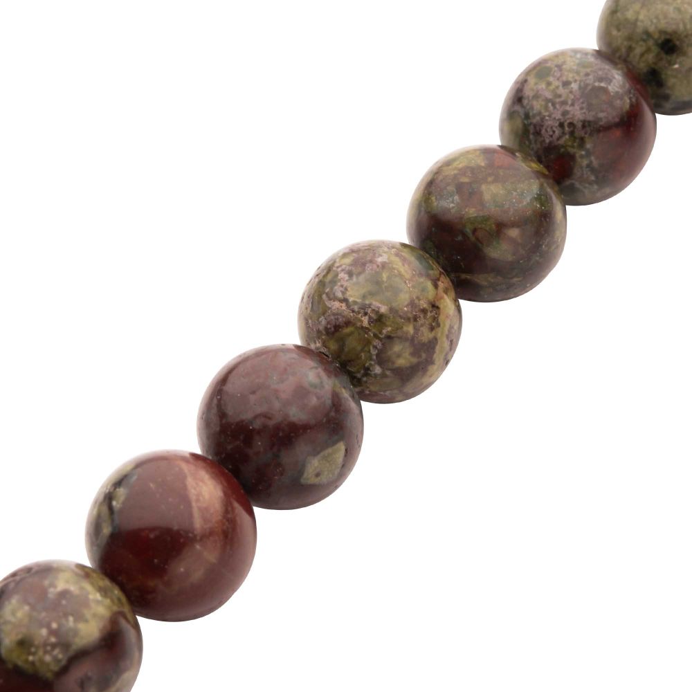 INOX 10mm Dragon Blood Jasper Stone Bead 8.5" Bracelet