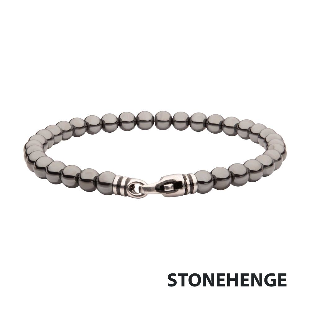 INOX 6mm Hematite Stone Bead 8.5" Bracelet