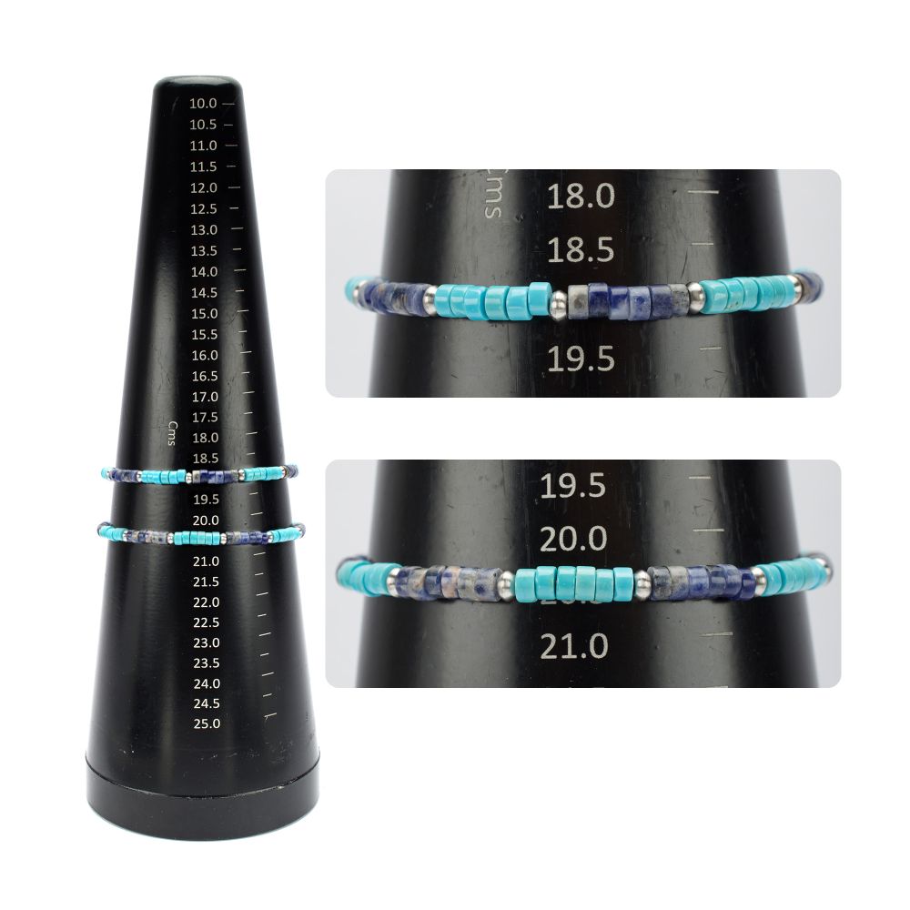 Measurement View INOX Azure Voyager (Turquoise / Sodalite) Heishi Bead Bracelet