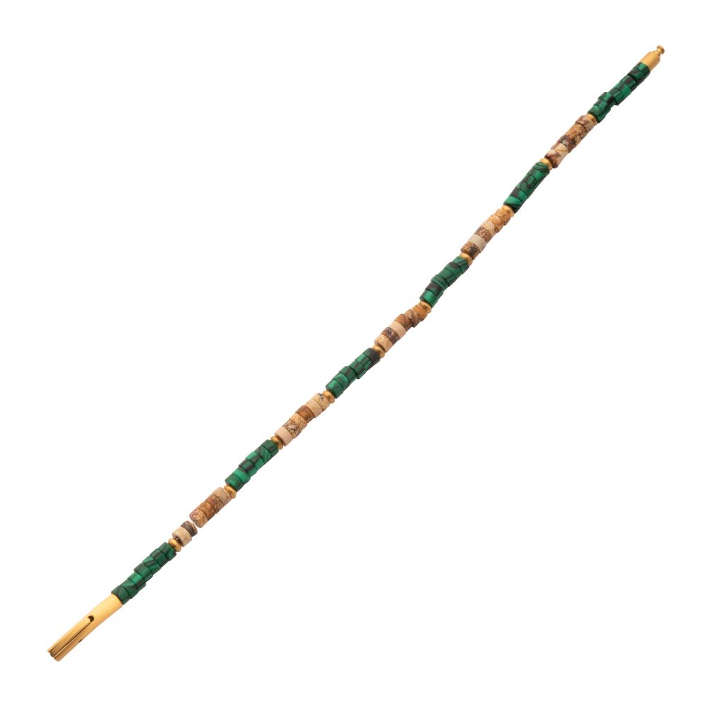 Length View INOX TerraFirm (Brown Jasper / Malachite) Heishi Bead Bracelet