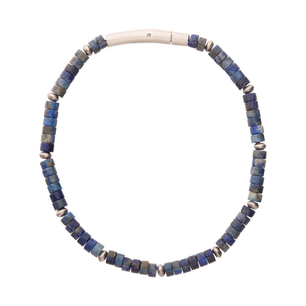 Side View INOX RiverRunner (Blue Lapis Lazuli) Heishi Bead Bracelet