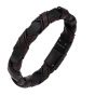 INOX Black IP Clasp with Woven Black & Dark Brown Full Grain Cowhide Leather Bracelet