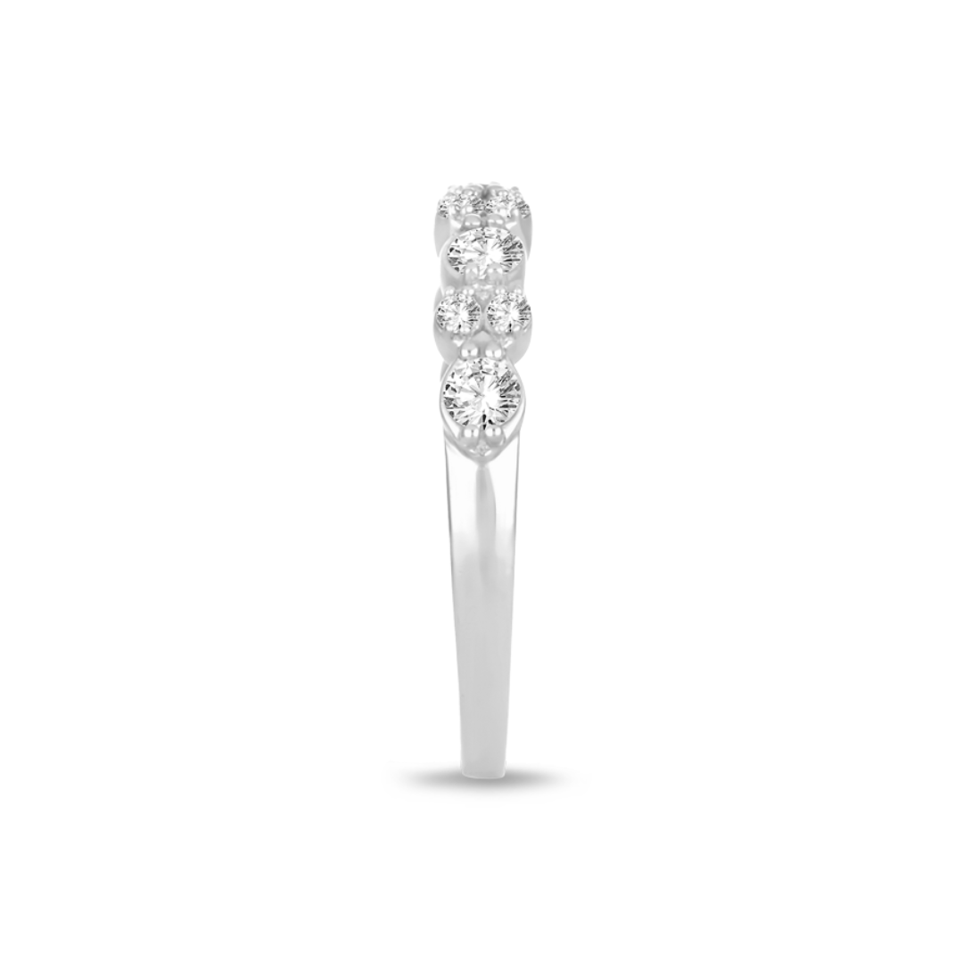 14K White Gold 1/2CT. Round Alternating Diamond Band