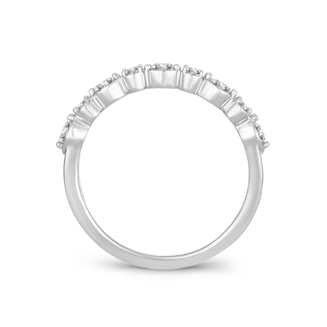 14K White Gold 1/2CT. Round Alternating Diamond Band