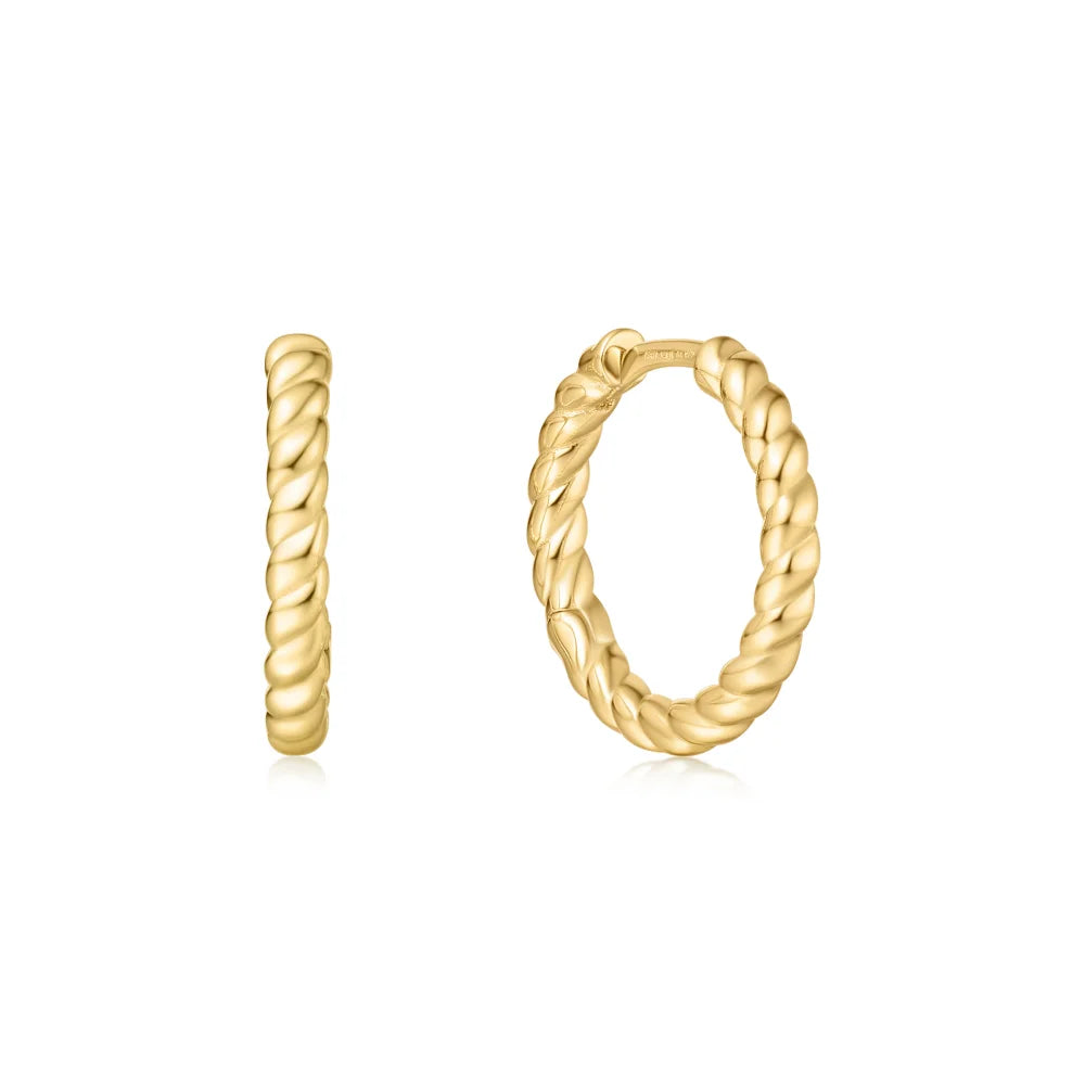 Ania Haie Gold-Plated Texture Medium Huggie Hoop Earrings