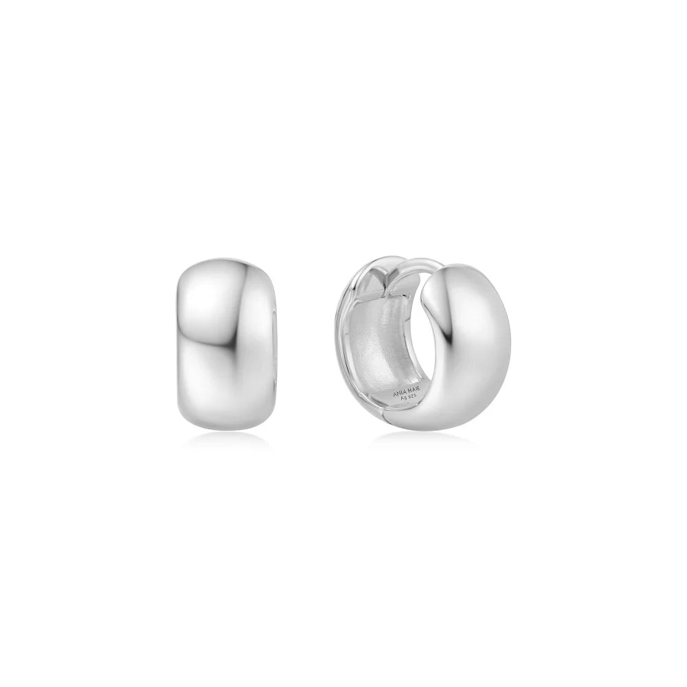 Ania Haie Silver Chubby Small Huggie Hoop Earrings