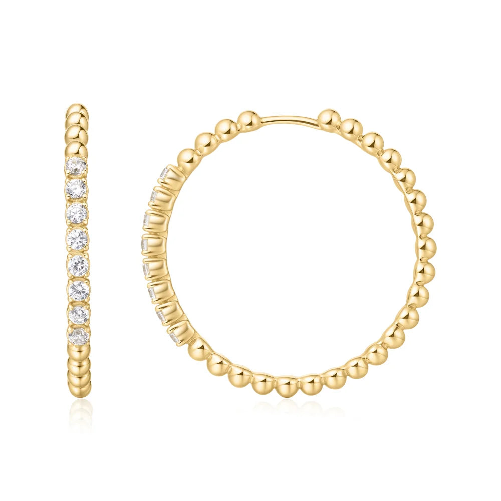 Ania Haie Gold-Plated Large Claw Sphere Beaded Hoop Earrings