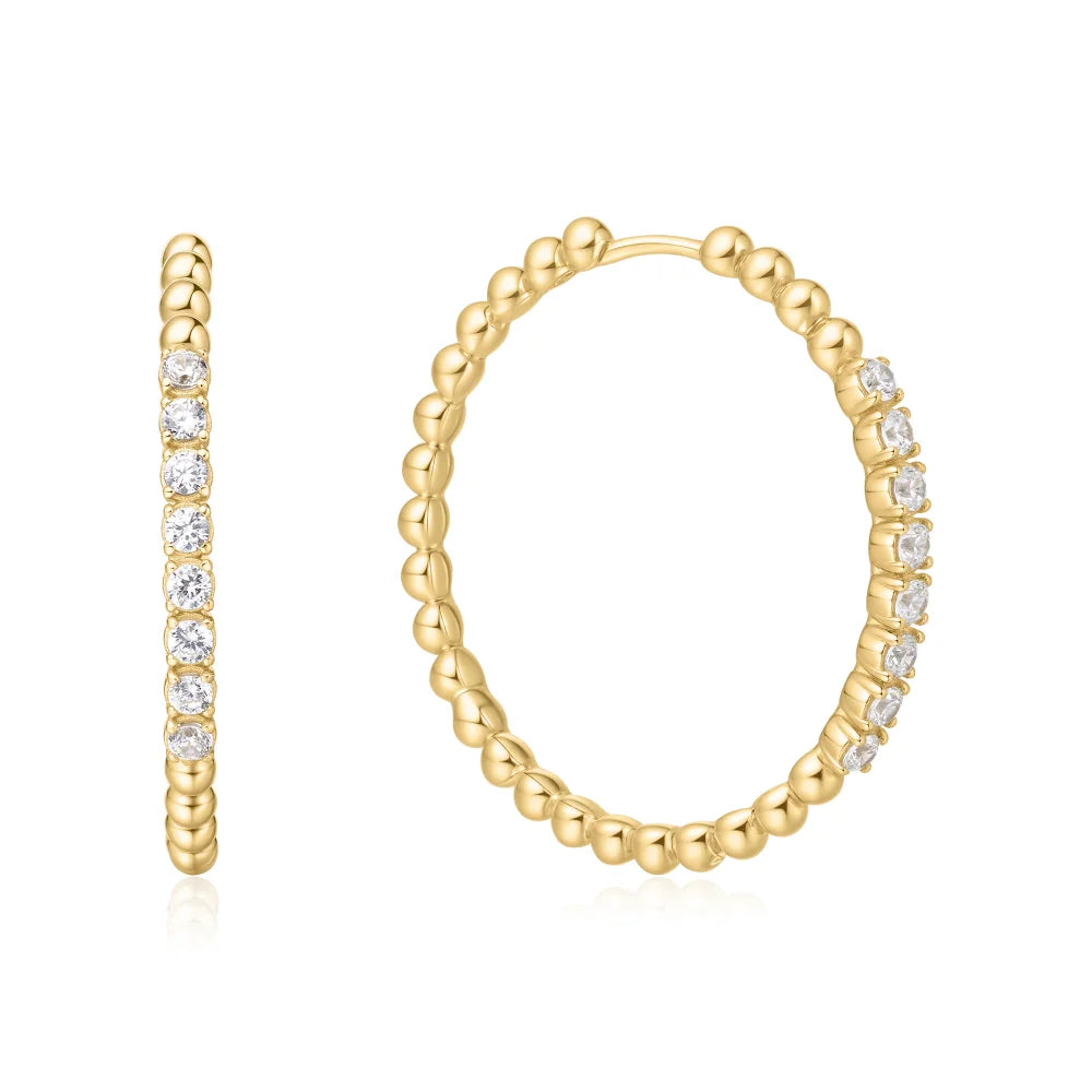 Ania Haie Gold-Plated Large Claw Sphere Beaded Hoop Earrings