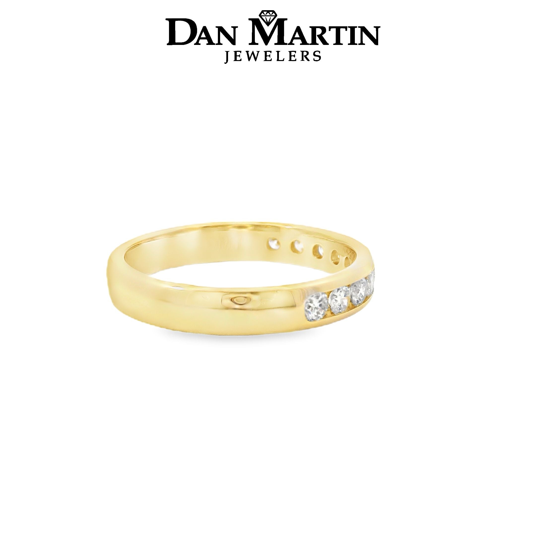 Side view of 14K Yellow Gold 0.5CTW. Channel-Set Diamond Band
