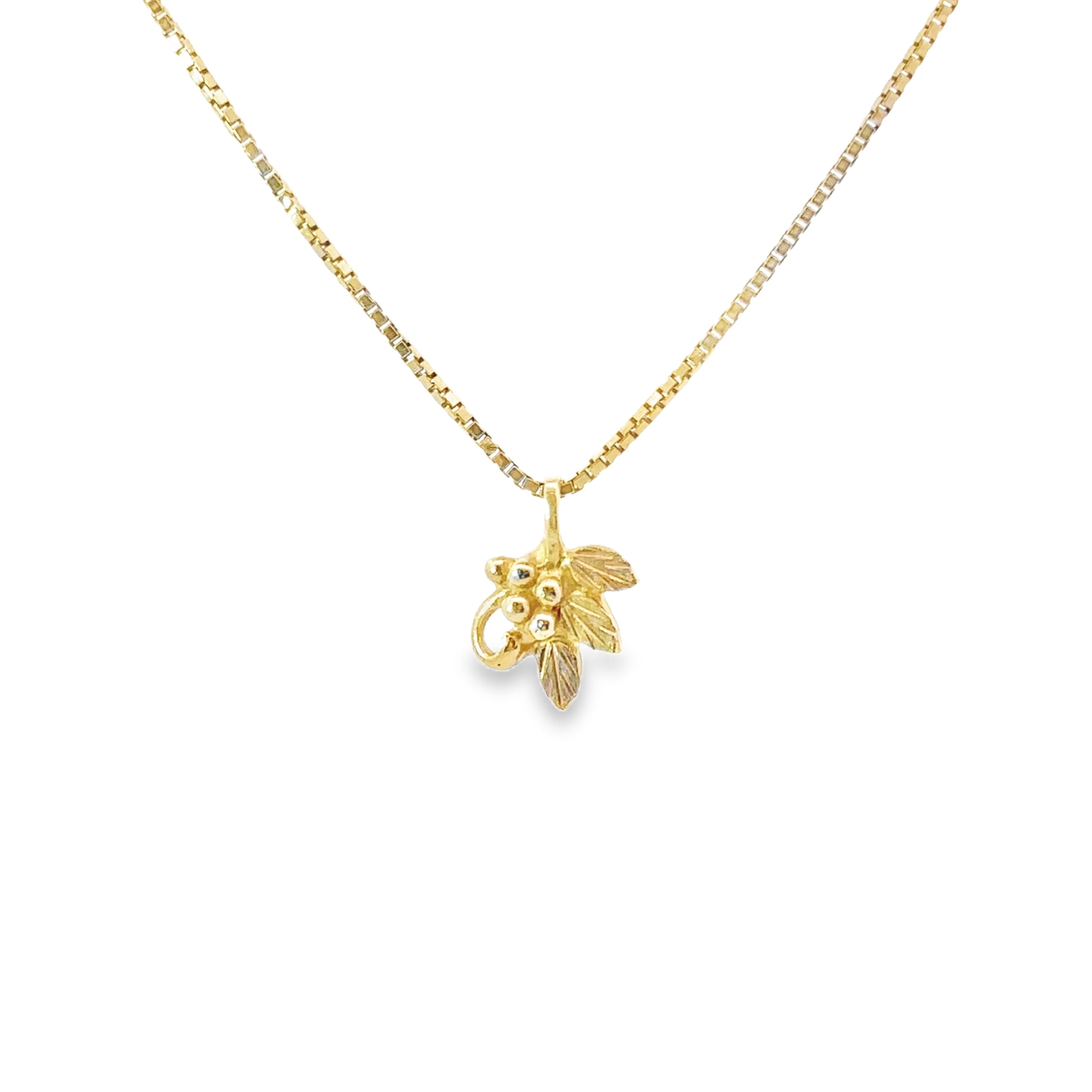 Estate 10K Yellow & Rose Gold Leaf Pendant Necklace with a New Chain