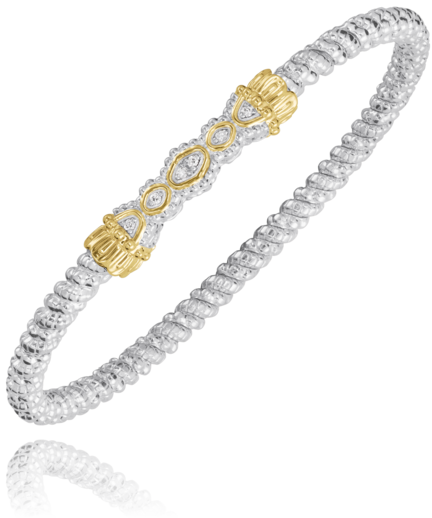 VAHAN 14K Yellow Gold & Sterling Silver 0.05CTW. Diamond 3MM Stackable Bracelet