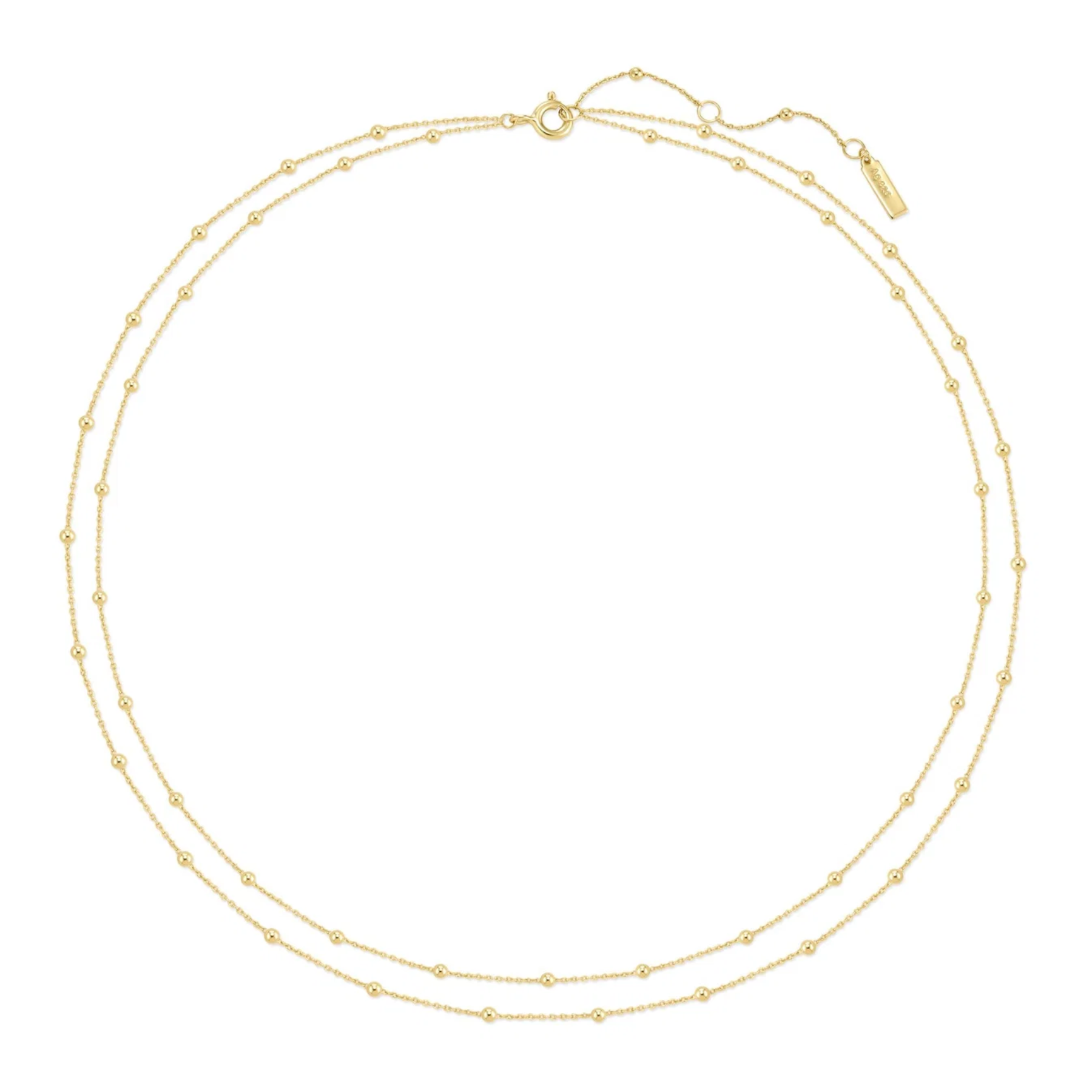 Gold necklace on a white background