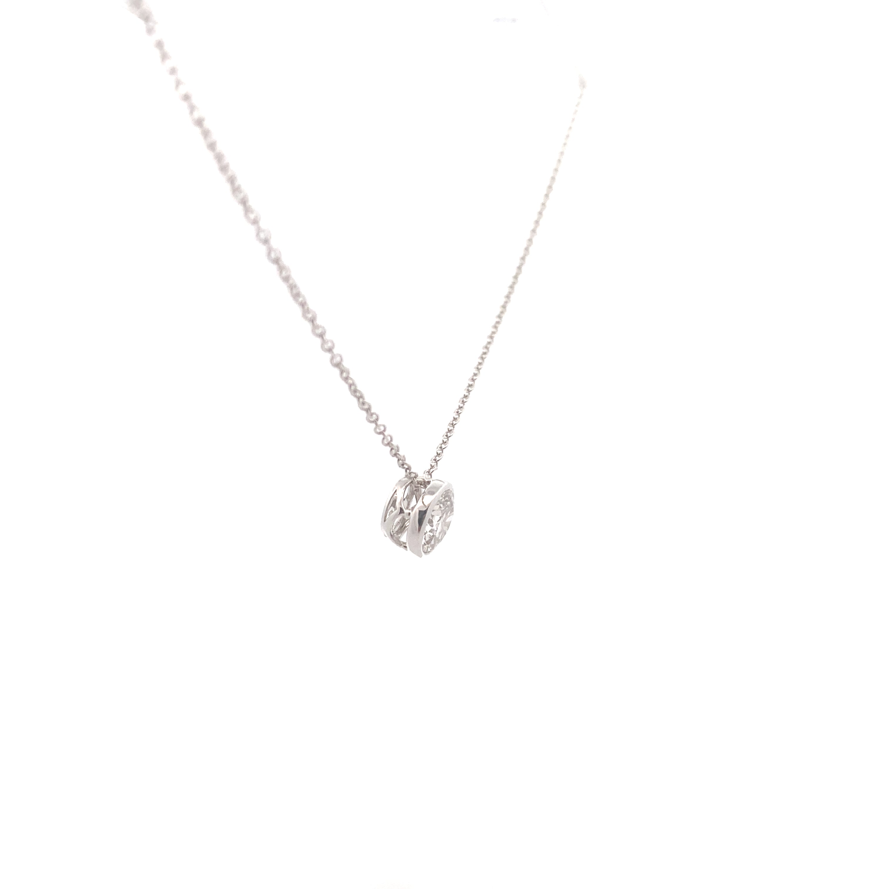 14K White Gold 1CT. Bezel-Set Lab-Grown Diamond Slide Pendant
