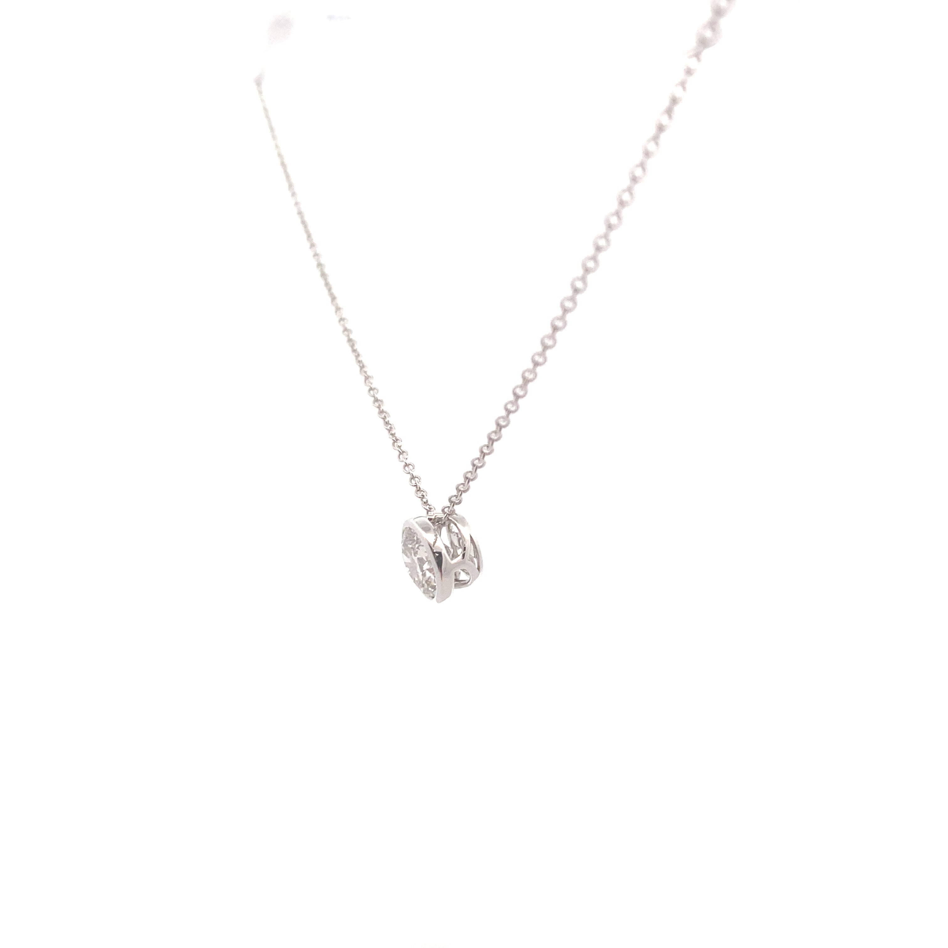 14K White Gold 1CT. Bezel-Set Lab-Grown Diamond Slide Pendant