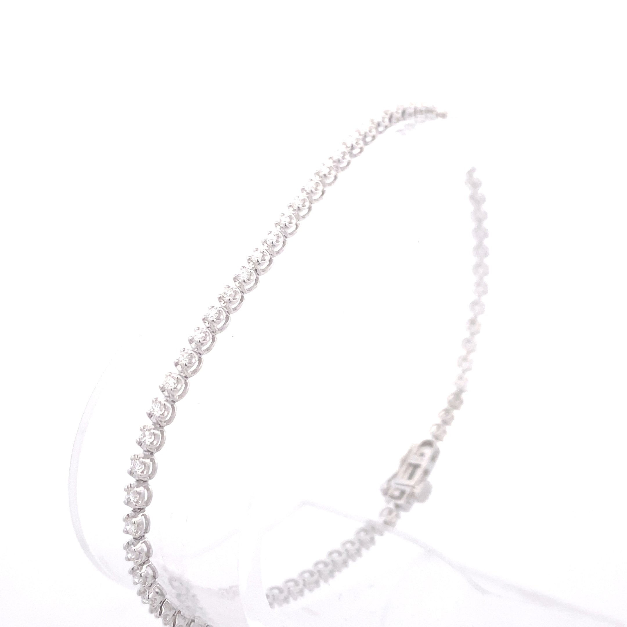 14K White Gold 1CT. Lab-Grown Diamond Tennis Bracelet