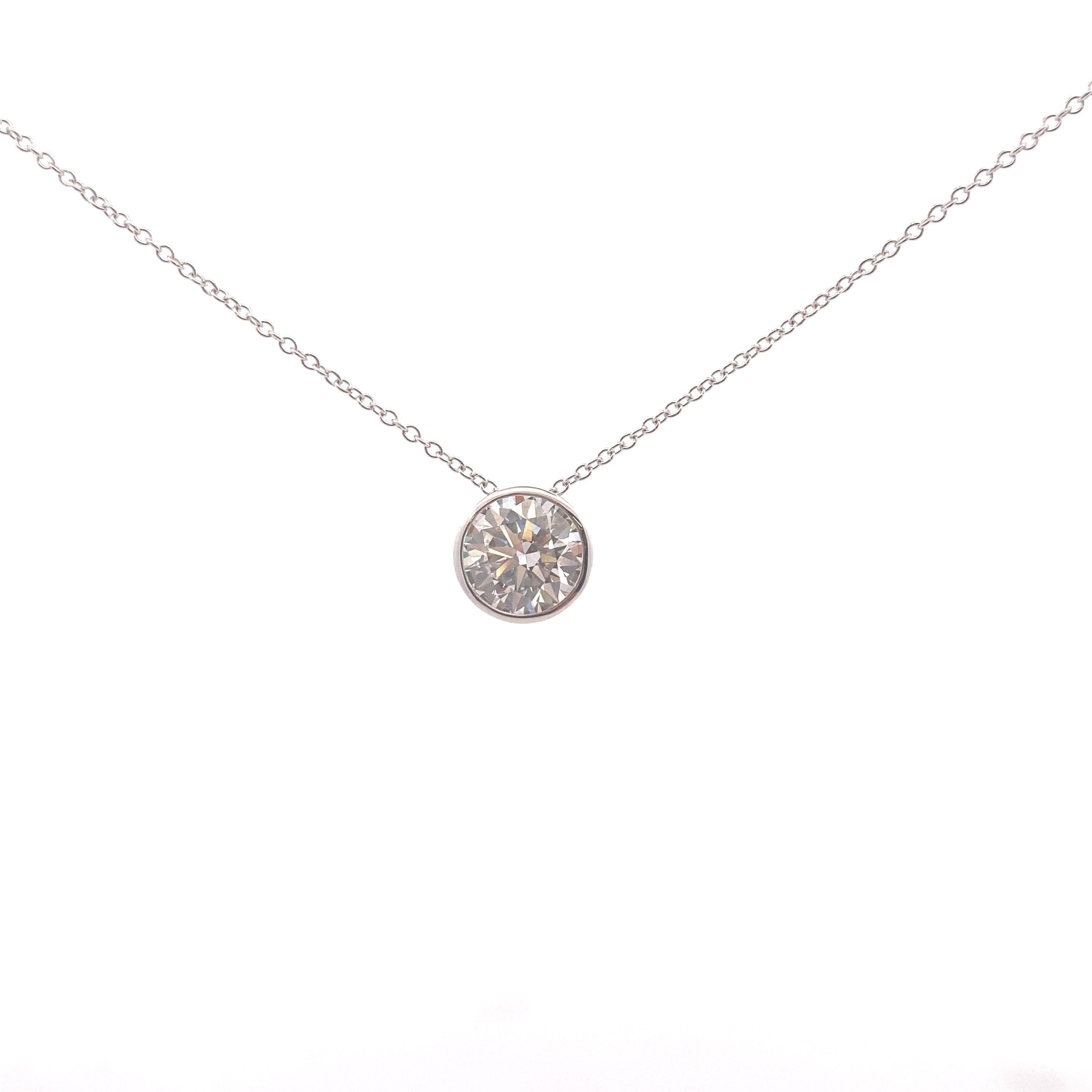 14K White Gold 2CT. Bezel-Set Lab-Grown Diamond Pendant Slide
