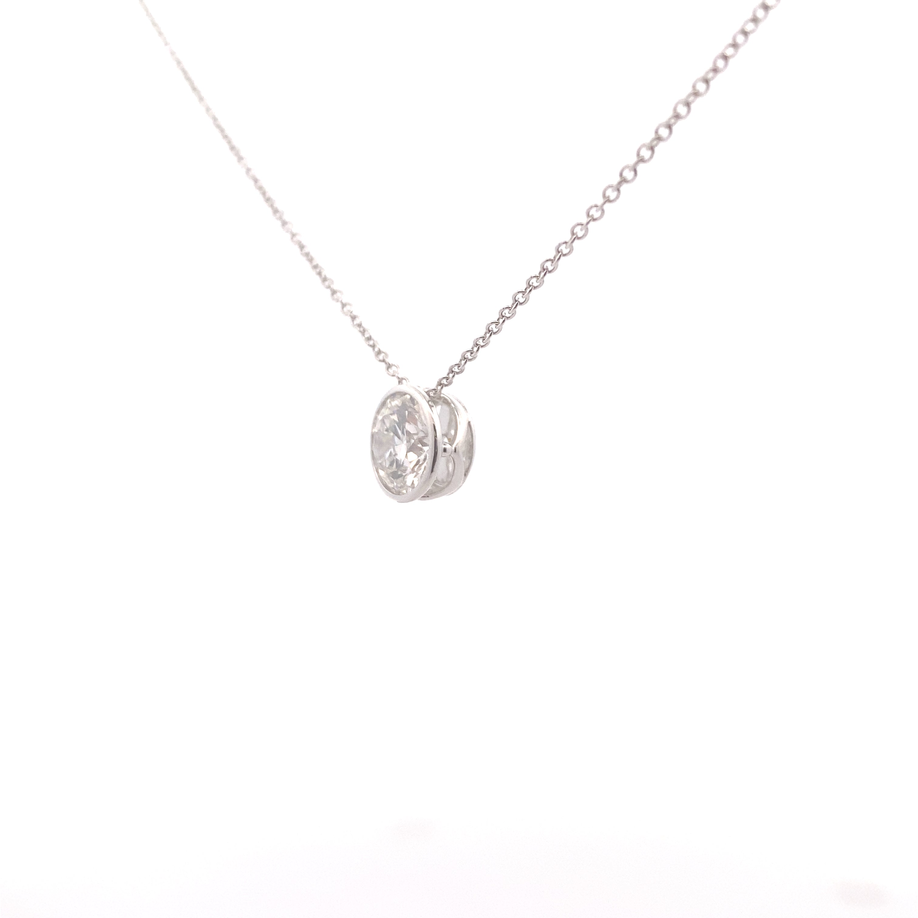 14K White Gold 2CT. Bezel-Set Lab-Grown Diamond Pendant Slide