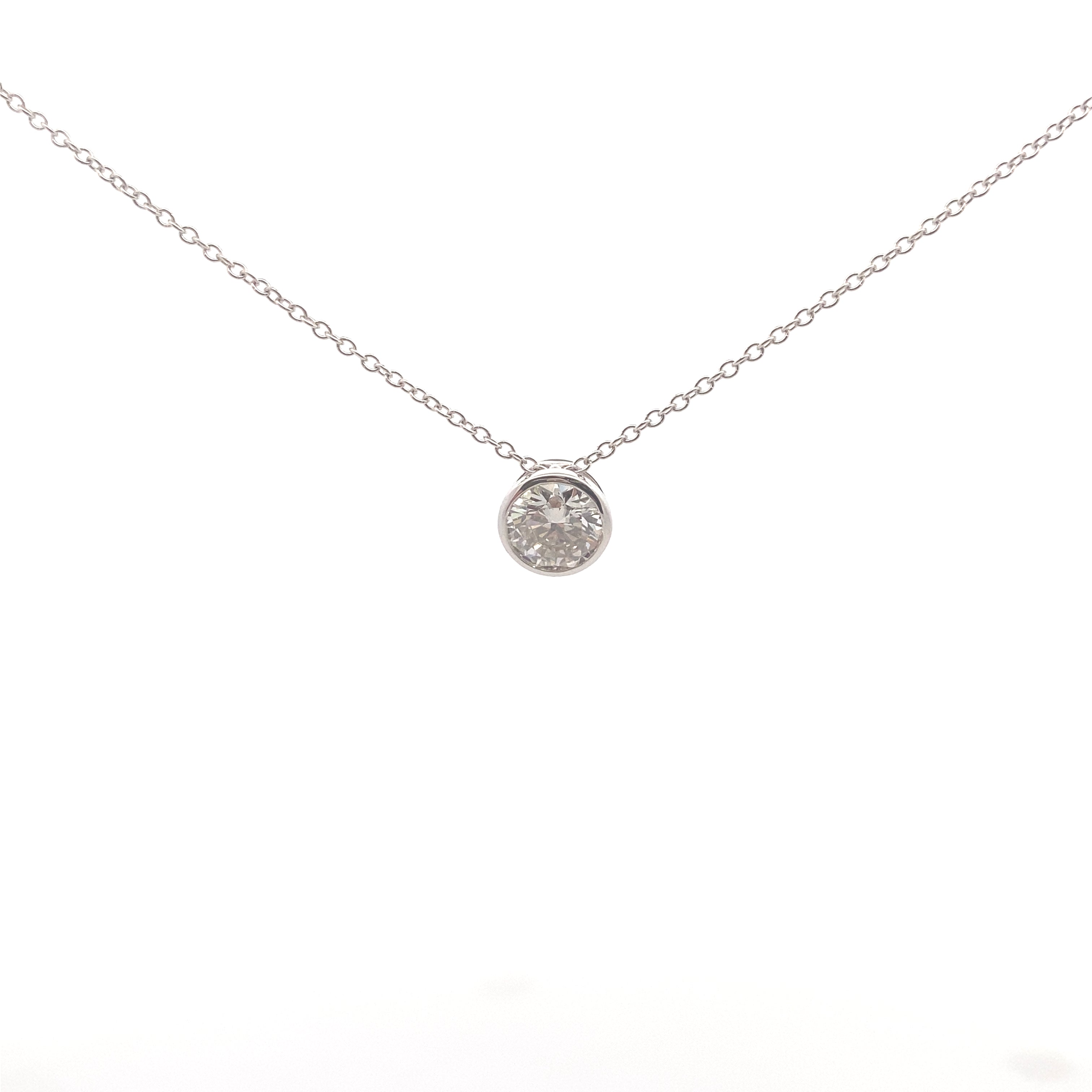 14K White Gold 1CT. Bezel-Set Lab-Grown Diamond Slide Pendant