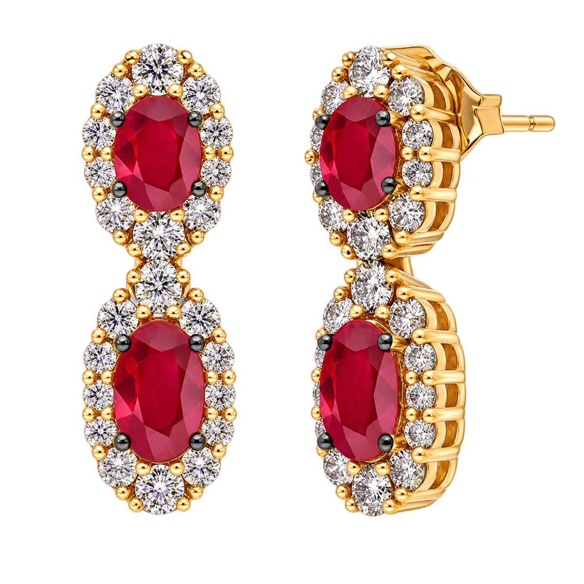 Le Vian U-LAIO 12 earrings in 14K Honey Gold featuring 1.00CTW. Passion Rubies and 0.50CTW. Nude Diamonds.