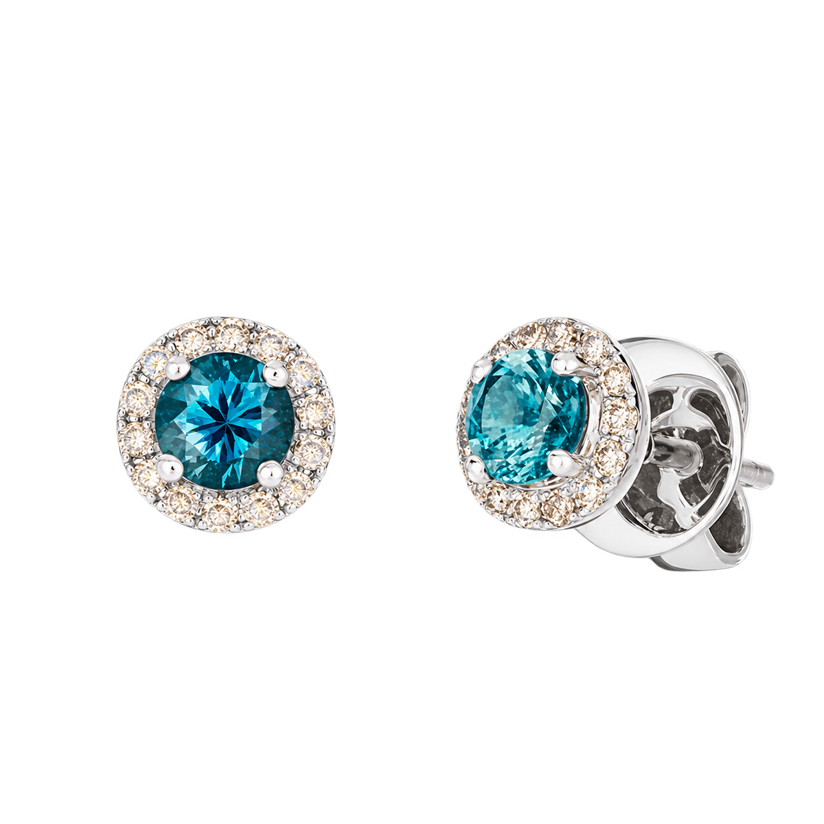 Le Vian U-WKCG 17 earrings in 14K Vanilla Gold featuring 0.50CTW. Montana Sapphire Ombré and 0.13CTW. Nude Diamonds.