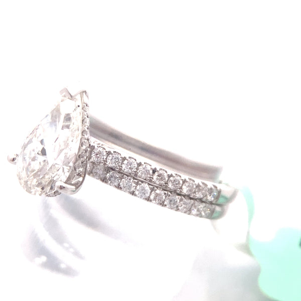 14K White Gold CERTIFIED "Lainie" 2CT. Pear-Cut Lab-Grown Diamond Wedding Set