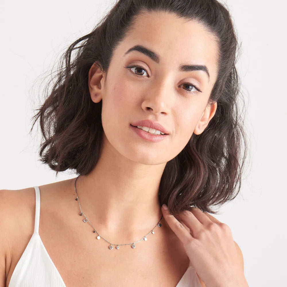 Ania Haie Silver Geometric Mixed Discs Necklace