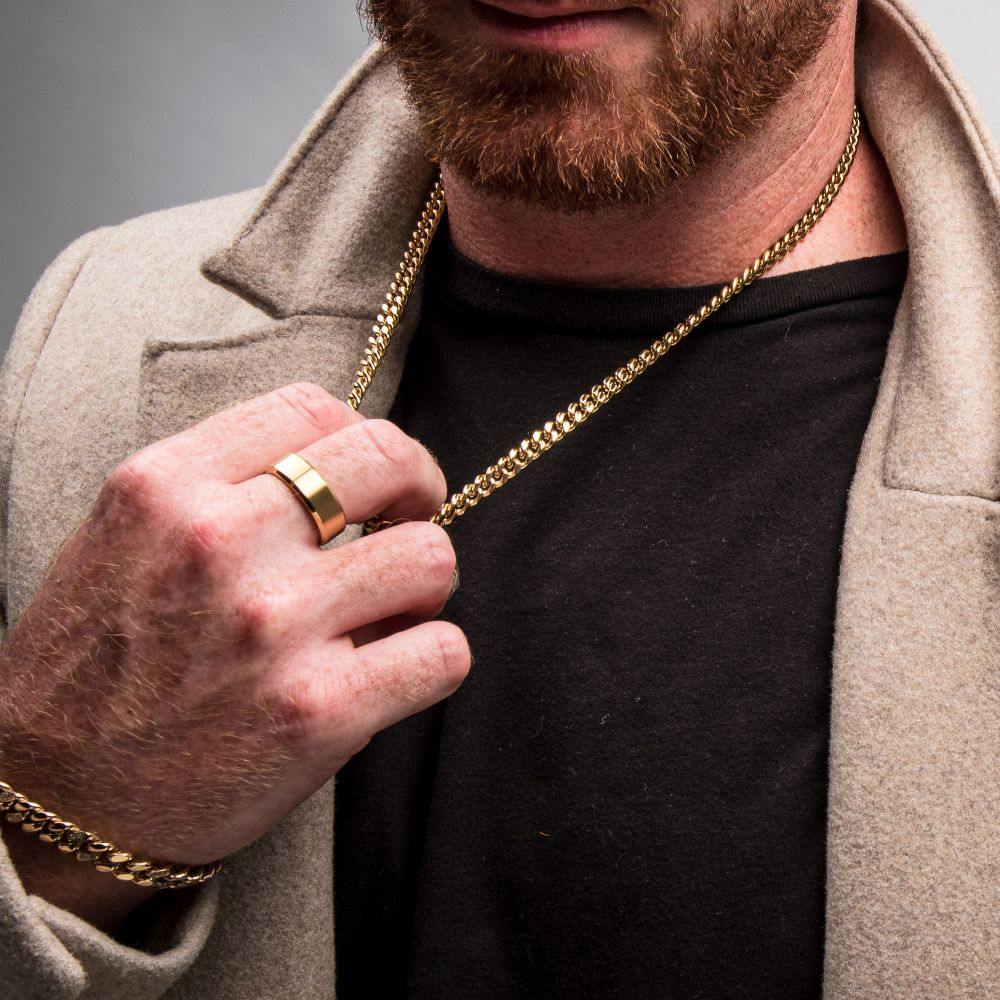 Model picture INOX 6mm 18K Gold IP-Plated over Stainless Steel Miami Cuban Chain Necklace