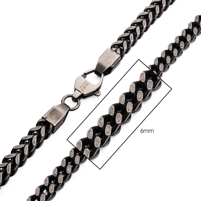 INOX Stainless Steel 20" Oxidized Franko Chain