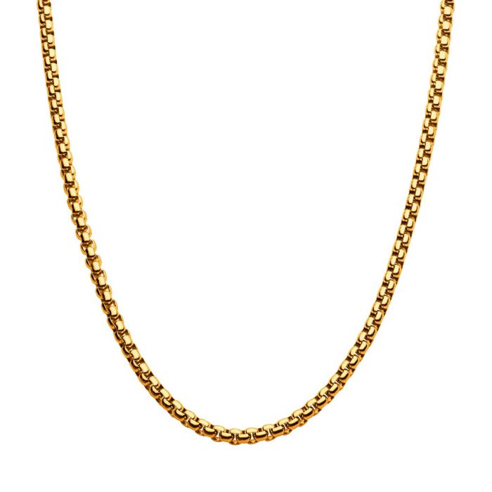 INOX Stainless Steel 18K Gold Plated 20" Bold Box Chain