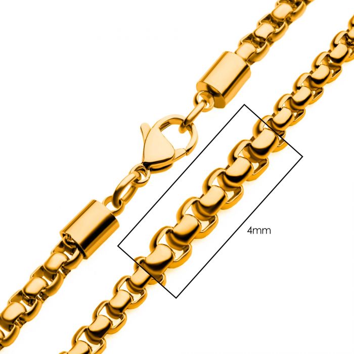 INOX Stainless Steel 18K Gold Plated 20" Bold Box Chain
