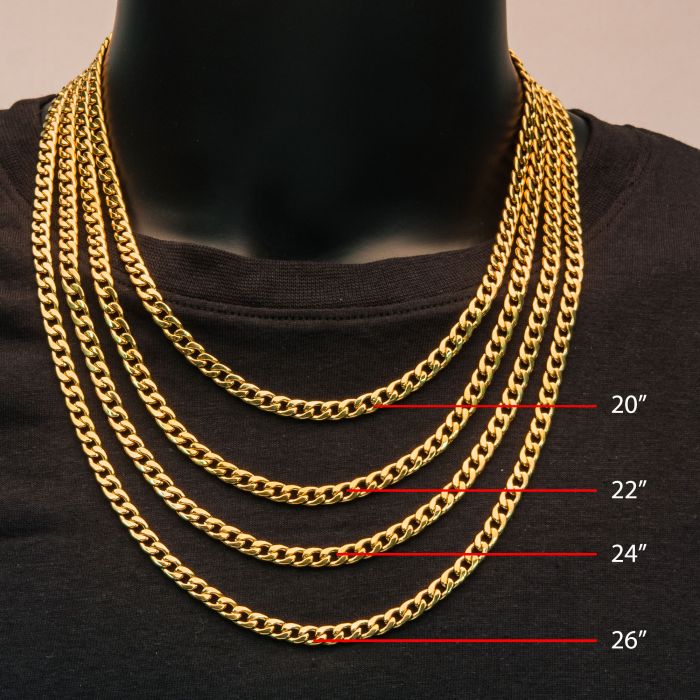 Different Lengths INOX Stainless Steel Gold Plated Curb Link Chain