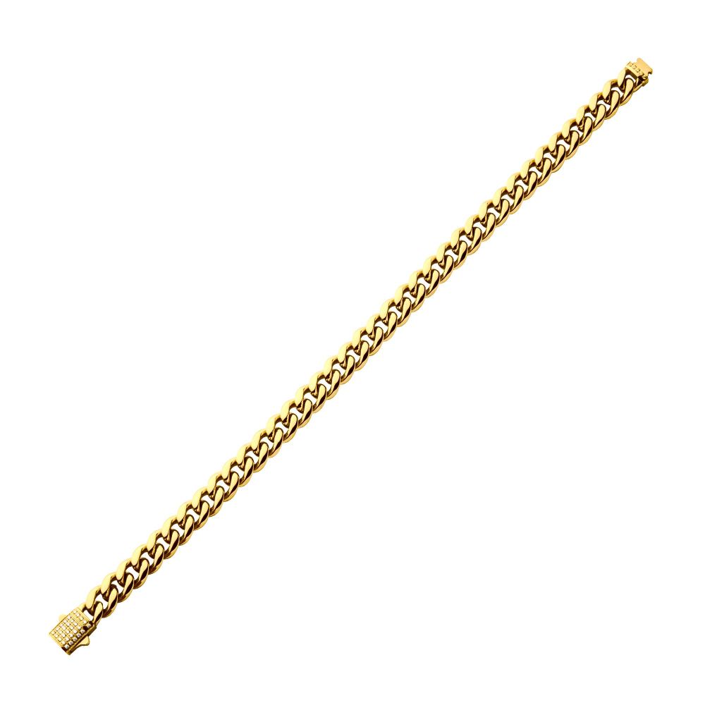 Full length INOX Stainless Steel 10mm 18K Gold IP Miami Cuban Chain Bracelet