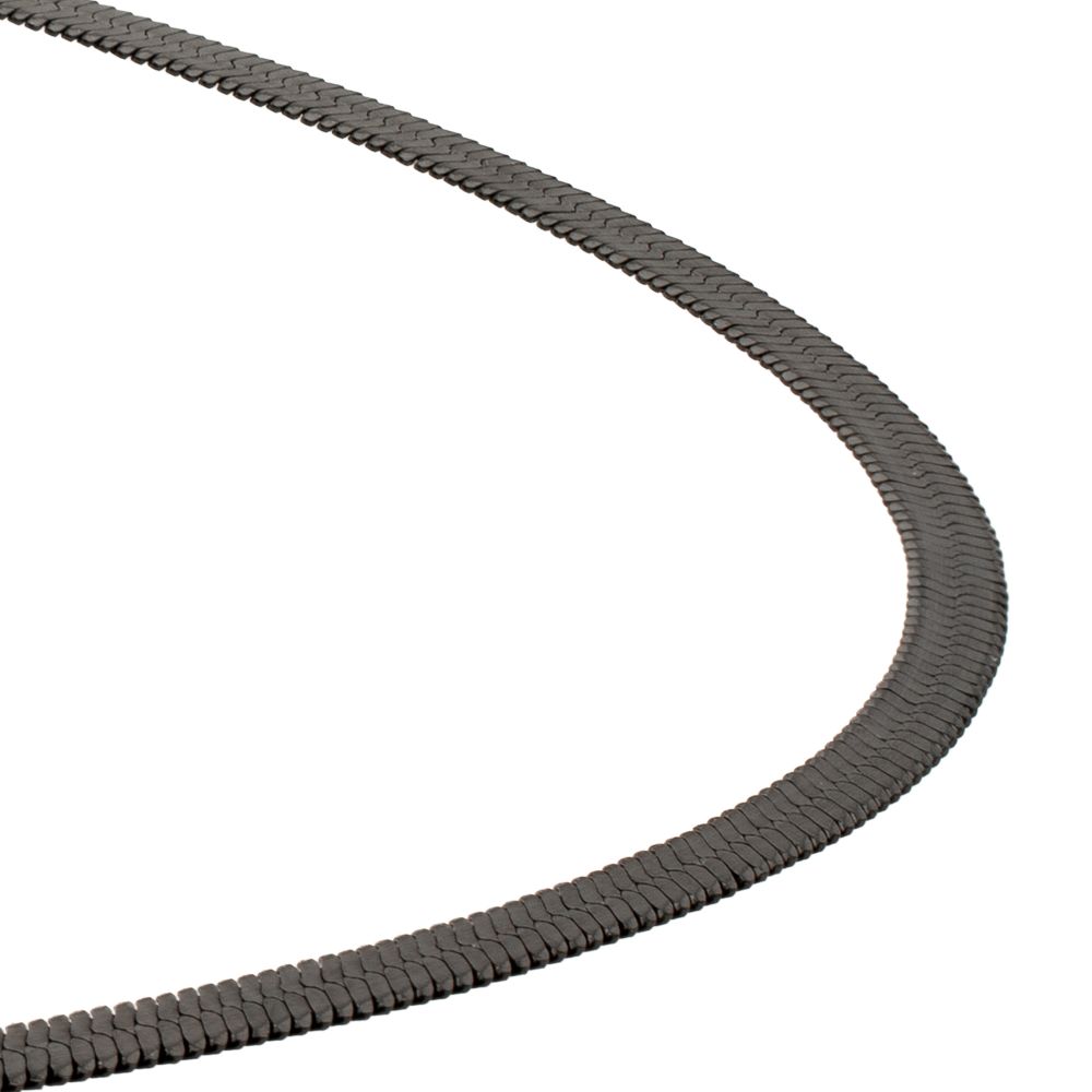 INOX Matte Black IP-Plated Stainless Steel 6MM Herringbone Chain 22" Necklace