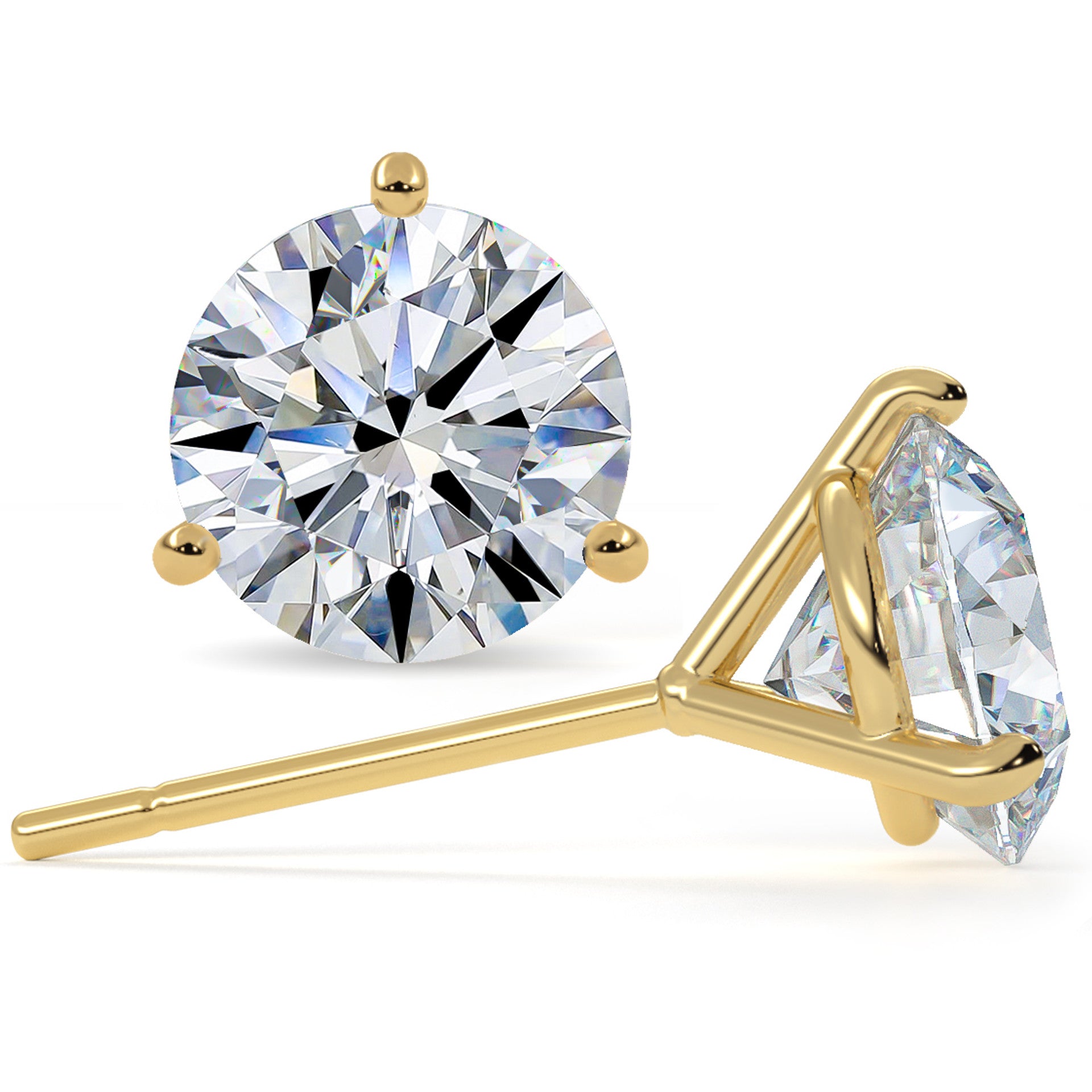 14K Yellow Gold 1CT. Lab-Grown Diamond Martini-Set Stud Earrings