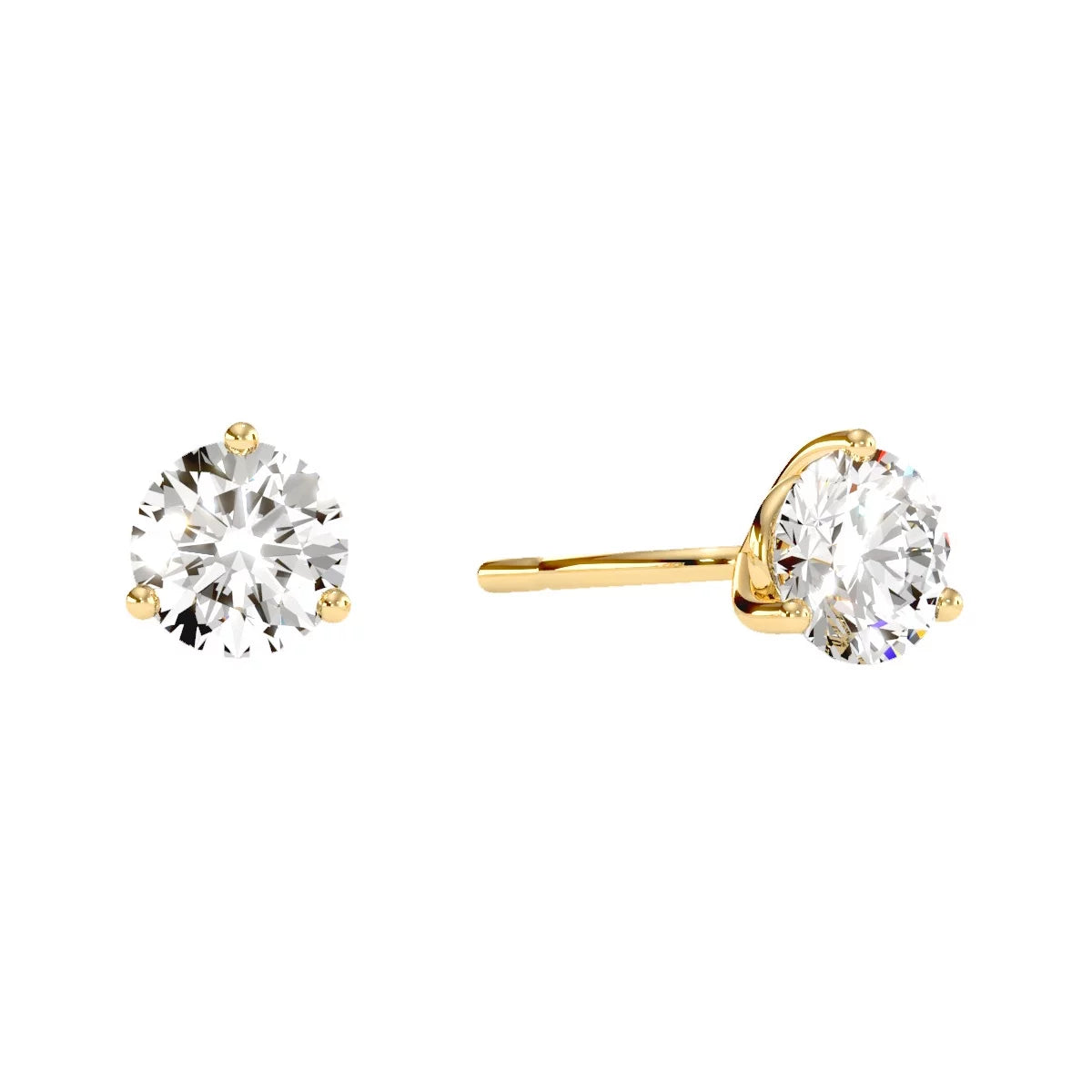 14K Yellow Gold 1/2CT. Lab-Grown Diamond Martini-Set Stud Earrings